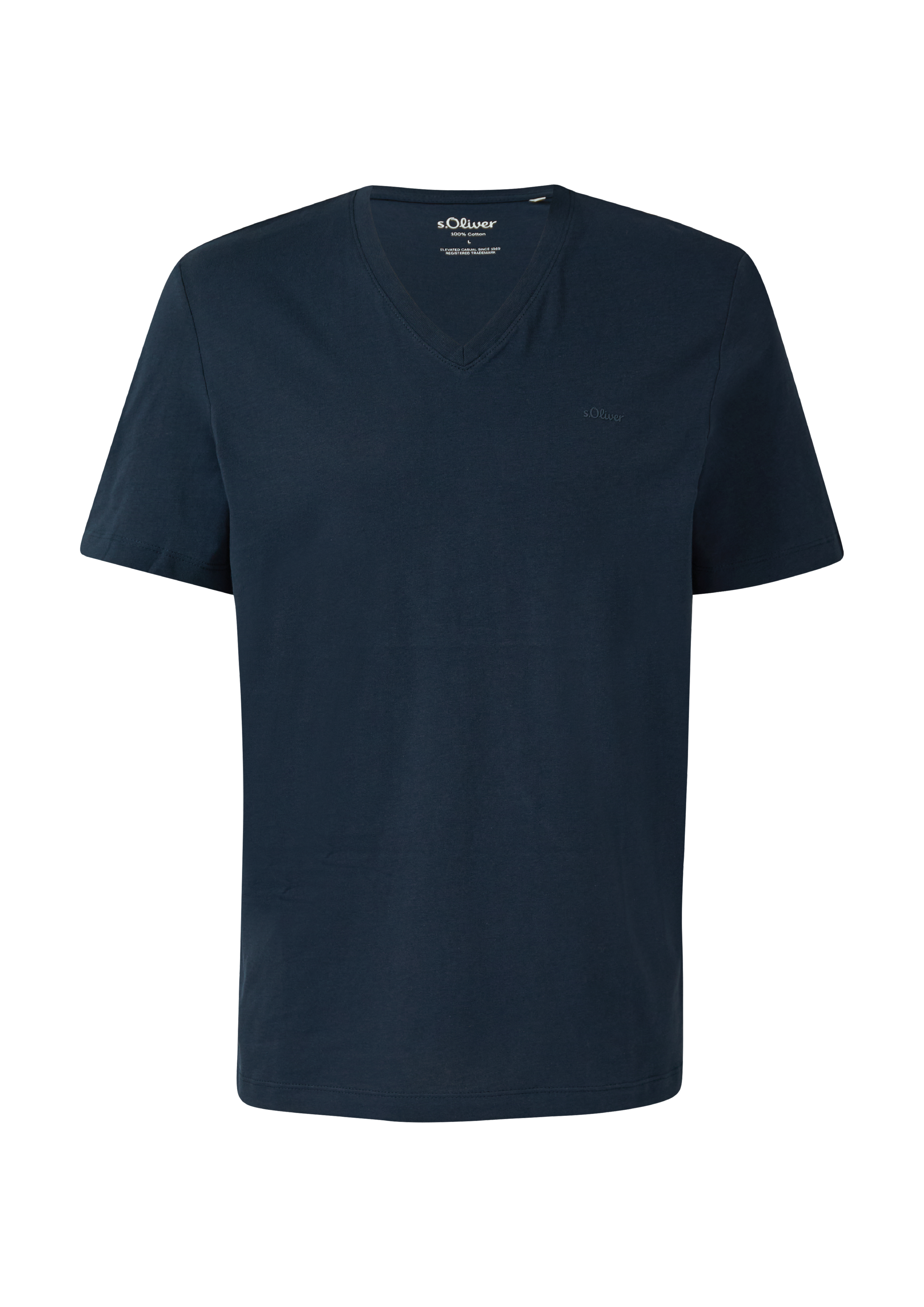 Katoenen T-shirt met V-hals en logoprint
