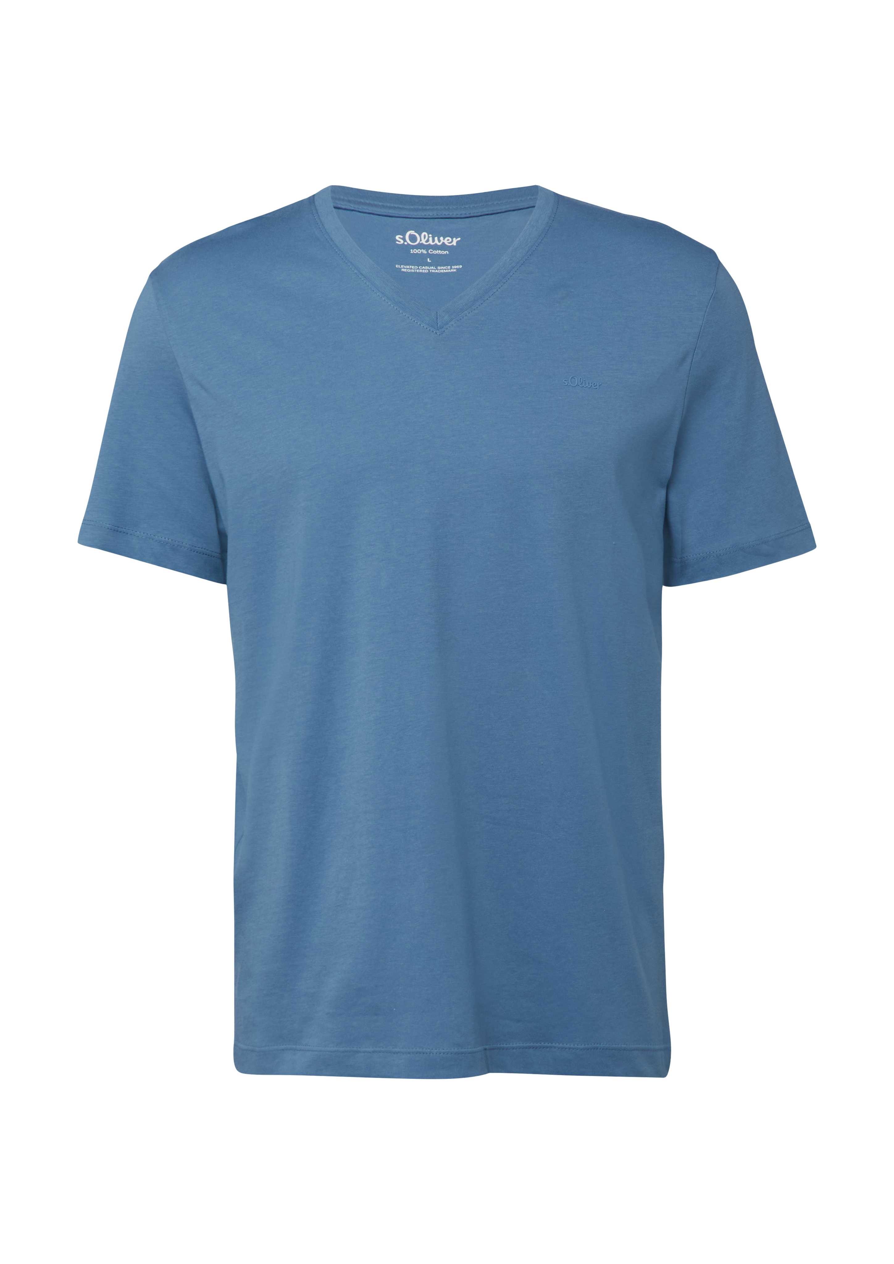 Katoenen T-shirt met V-hals en logoprint