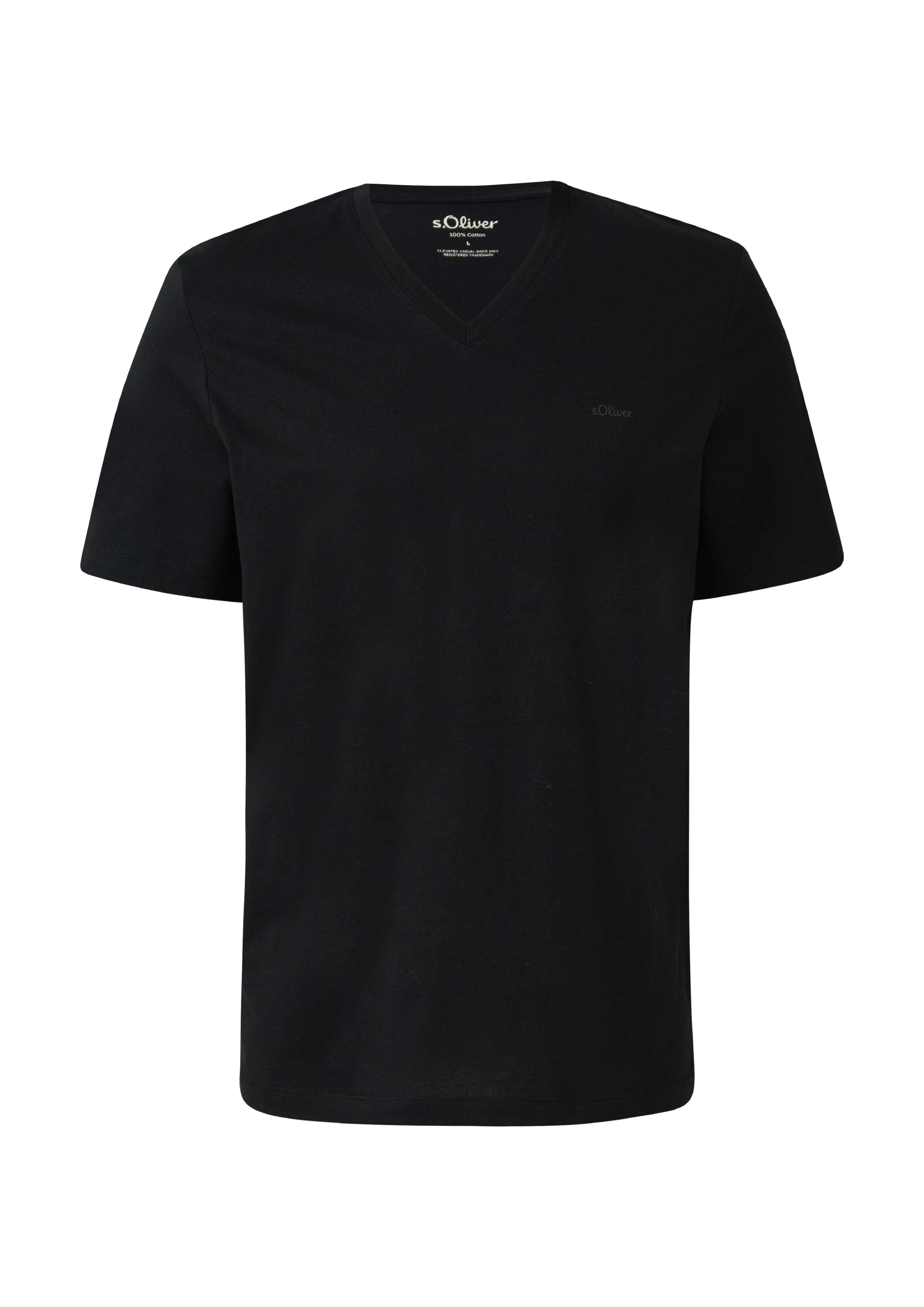 Katoenen T-shirt met V-hals en logoprint