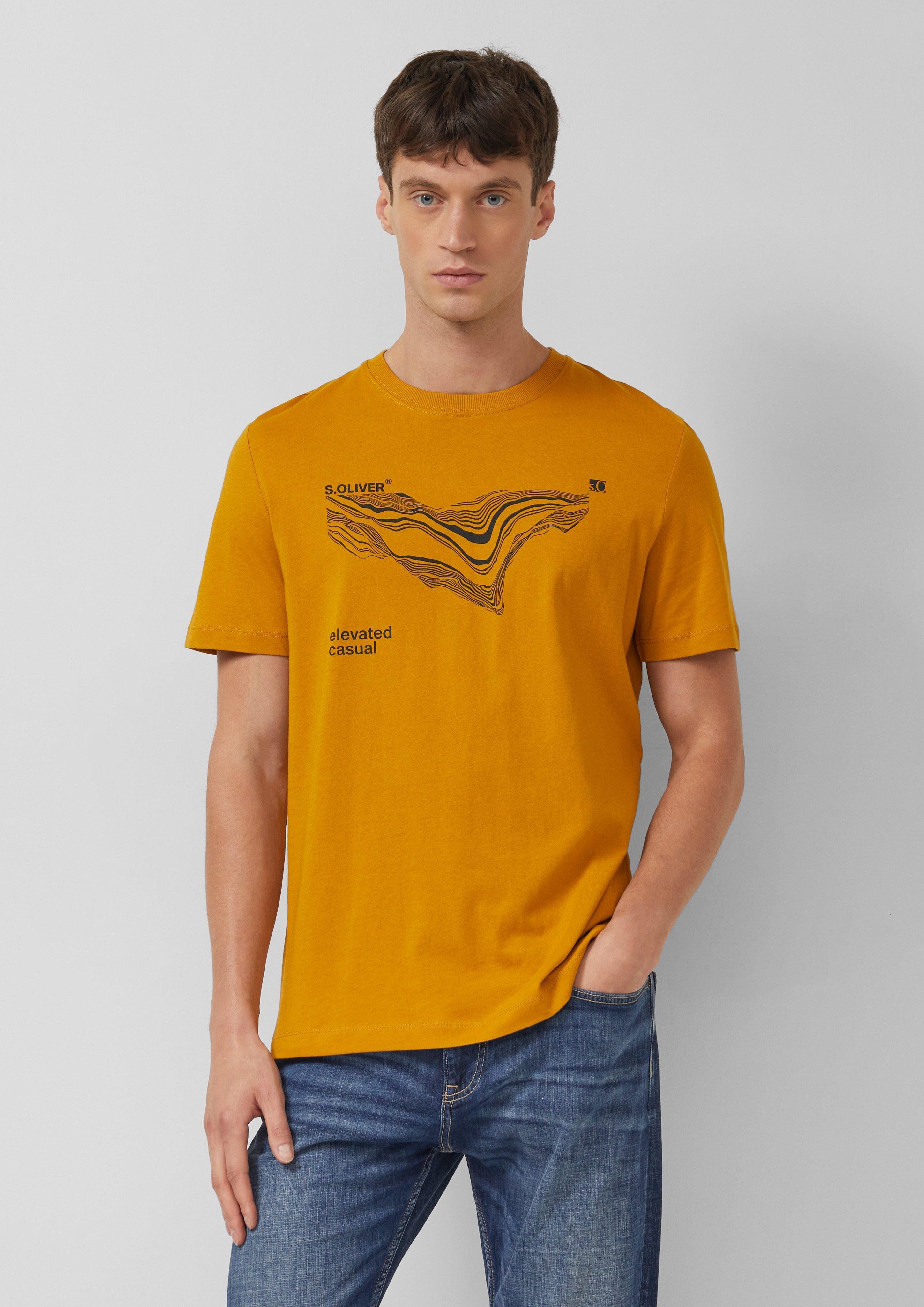 Baumwoll-T-Shirt mit Crew Neck und Front-Print