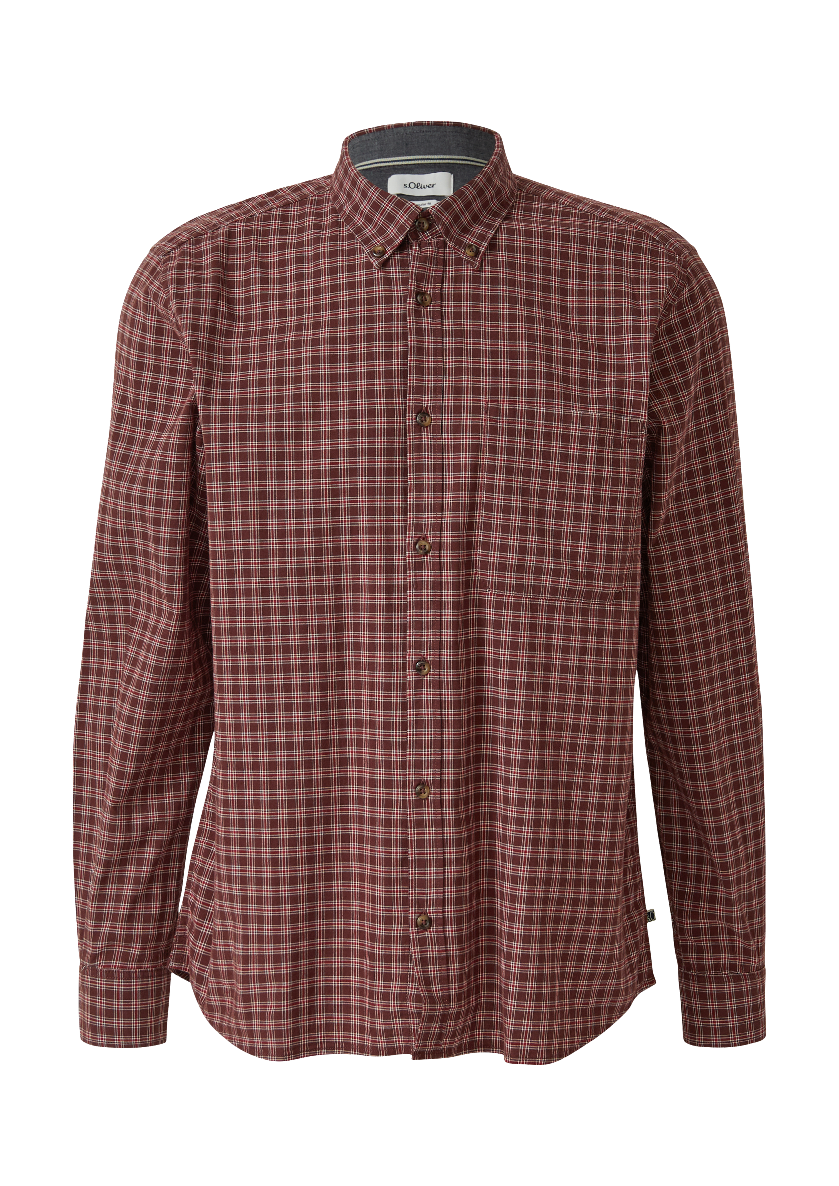 Regular Fit: Elastisches Button-Down-Hemd mit Karomuster