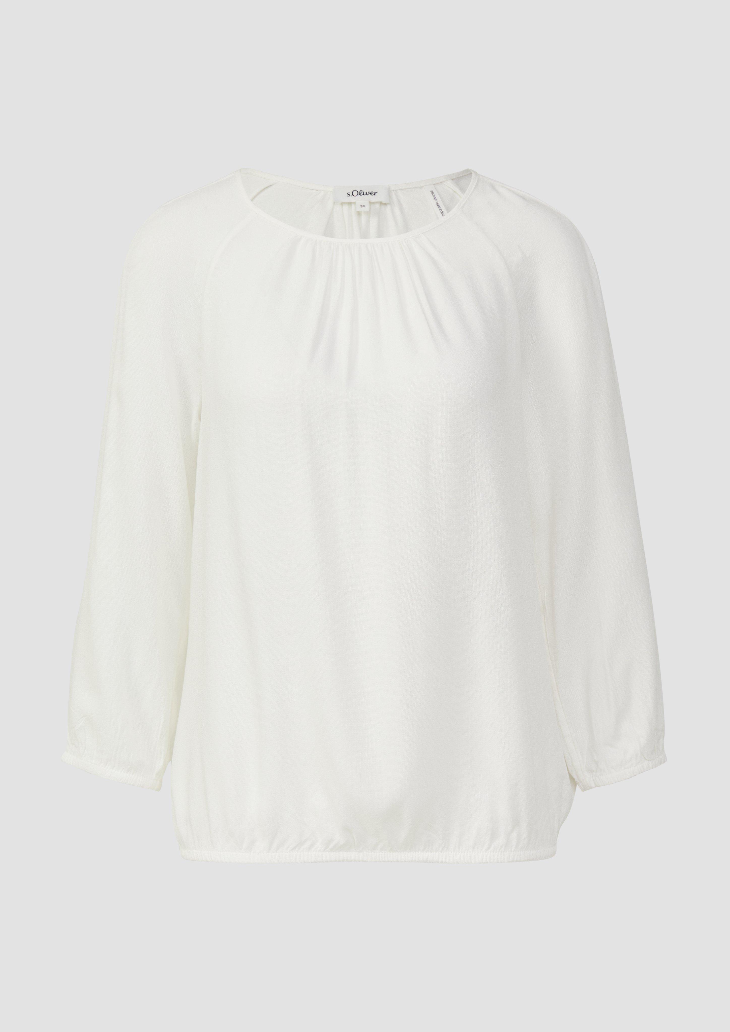 s.Oliver - Strukturierte Viskose-Bluse mit Raff-Details, Damen, creme
