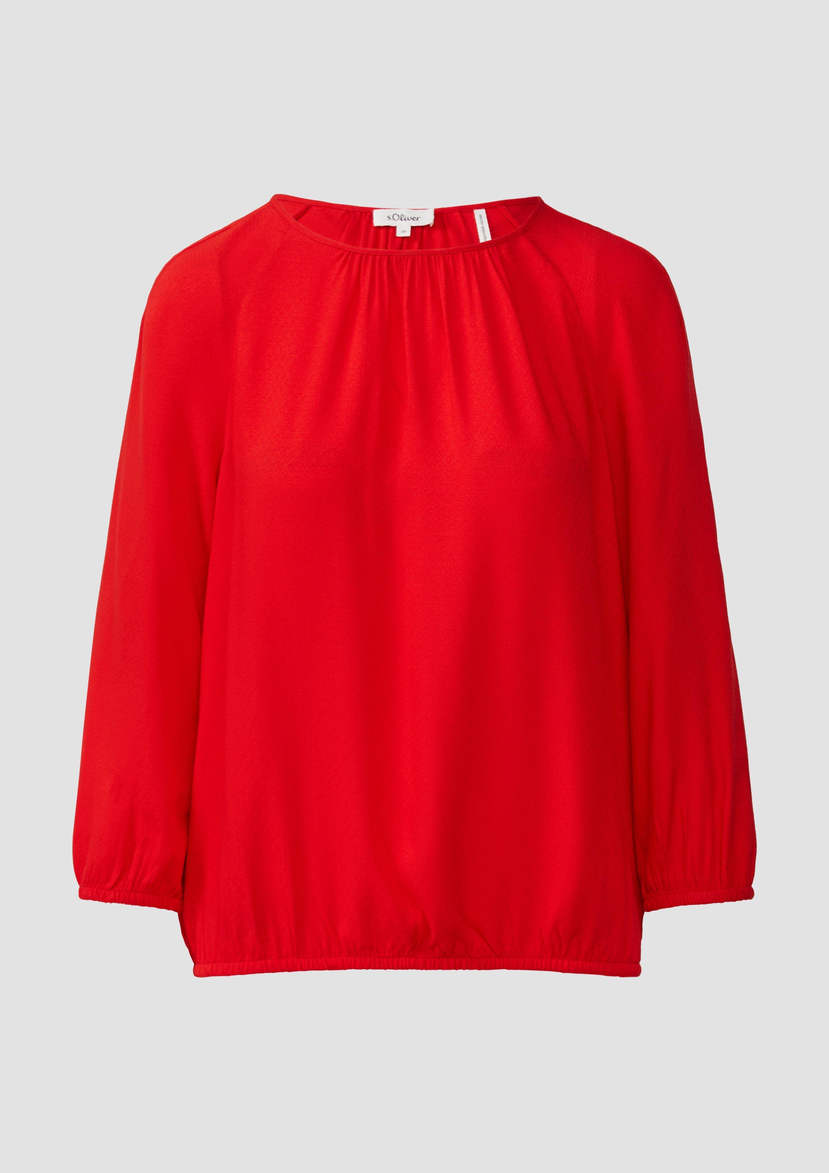 s.Oliver - Strukturierte Viskose-Bluse mit Raff-Details, Damen, rot