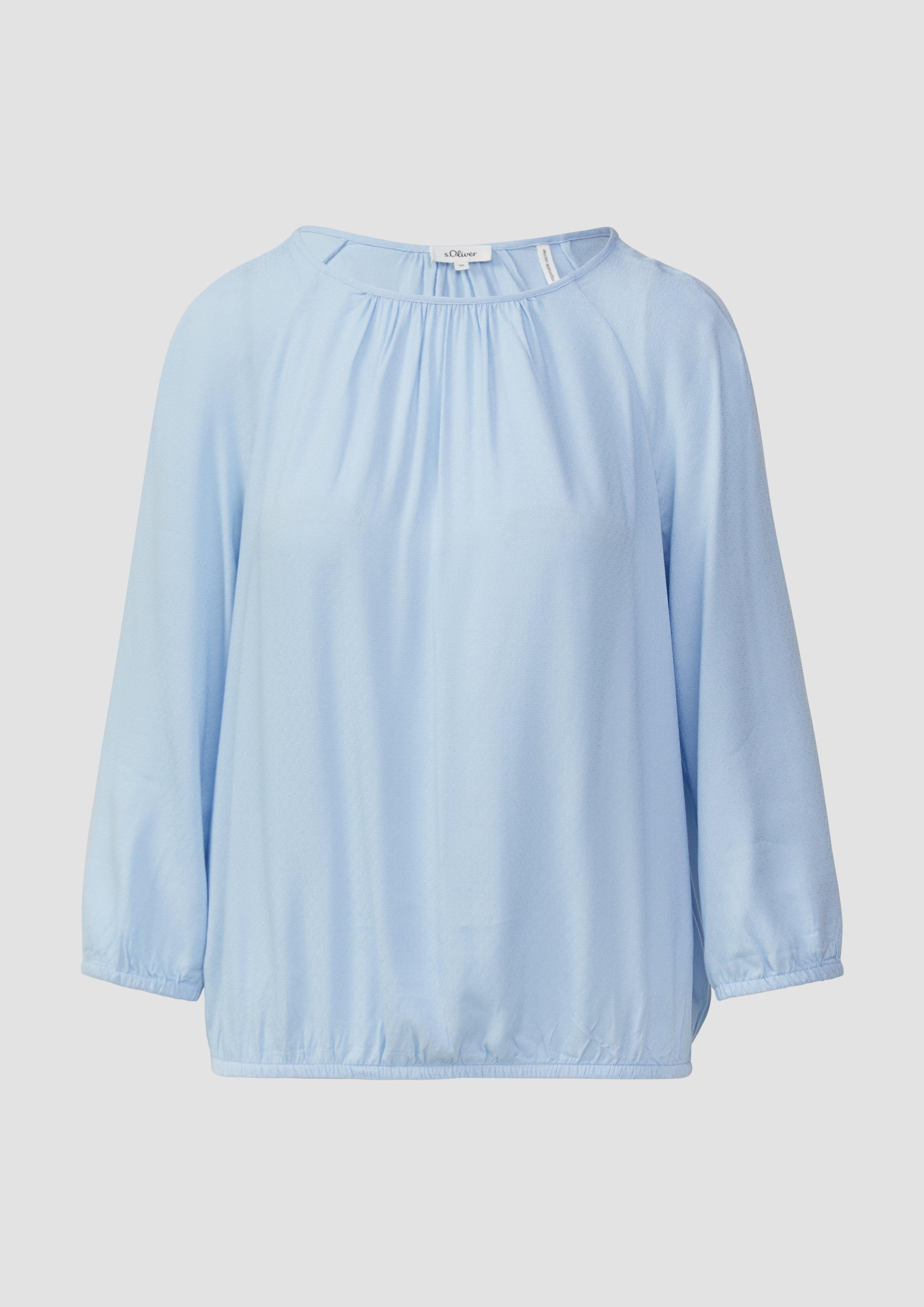 s.Oliver - Strukturierte Viskose-Bluse mit Raff-Details, Damen, blau
