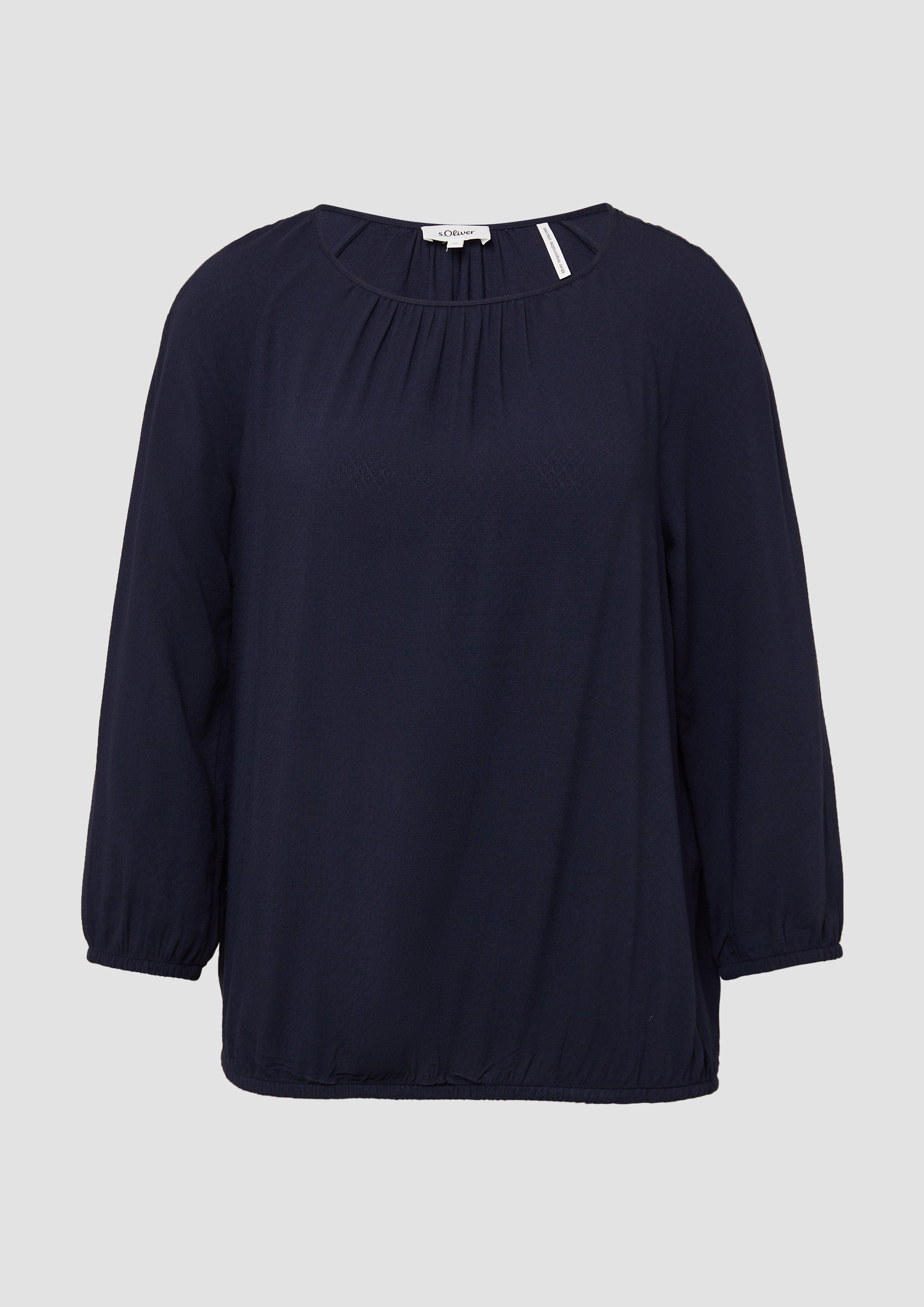 s.Oliver - Strukturierte Viskose-Bluse mit Raff-Details, Damen, blau