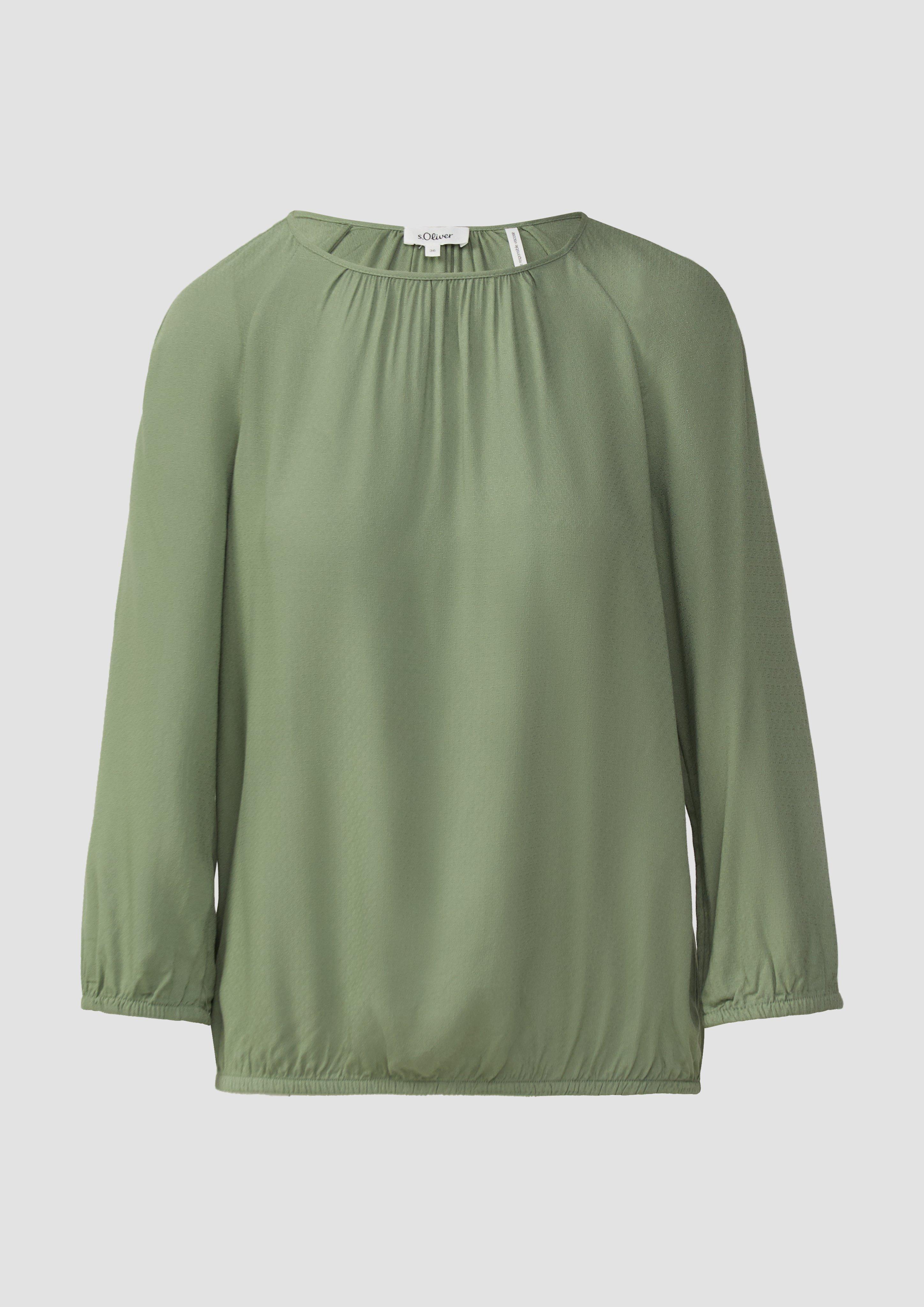 s.Oliver - Strukturierte Viskose-Bluse mit Raff-Details, Damen, grün