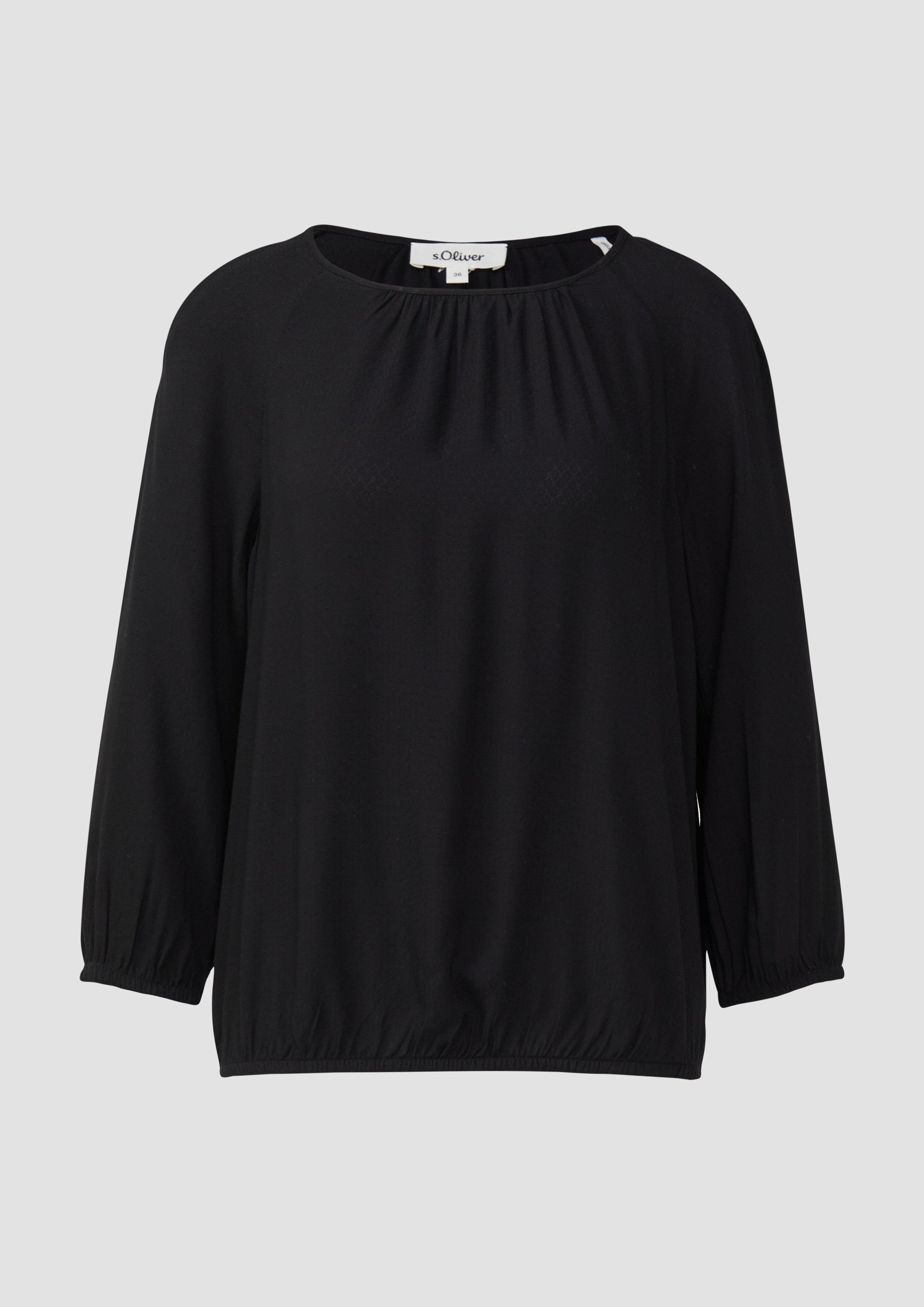 s.Oliver - Strukturierte Viskose-Bluse mit Raff-Details, Damen, schwarz