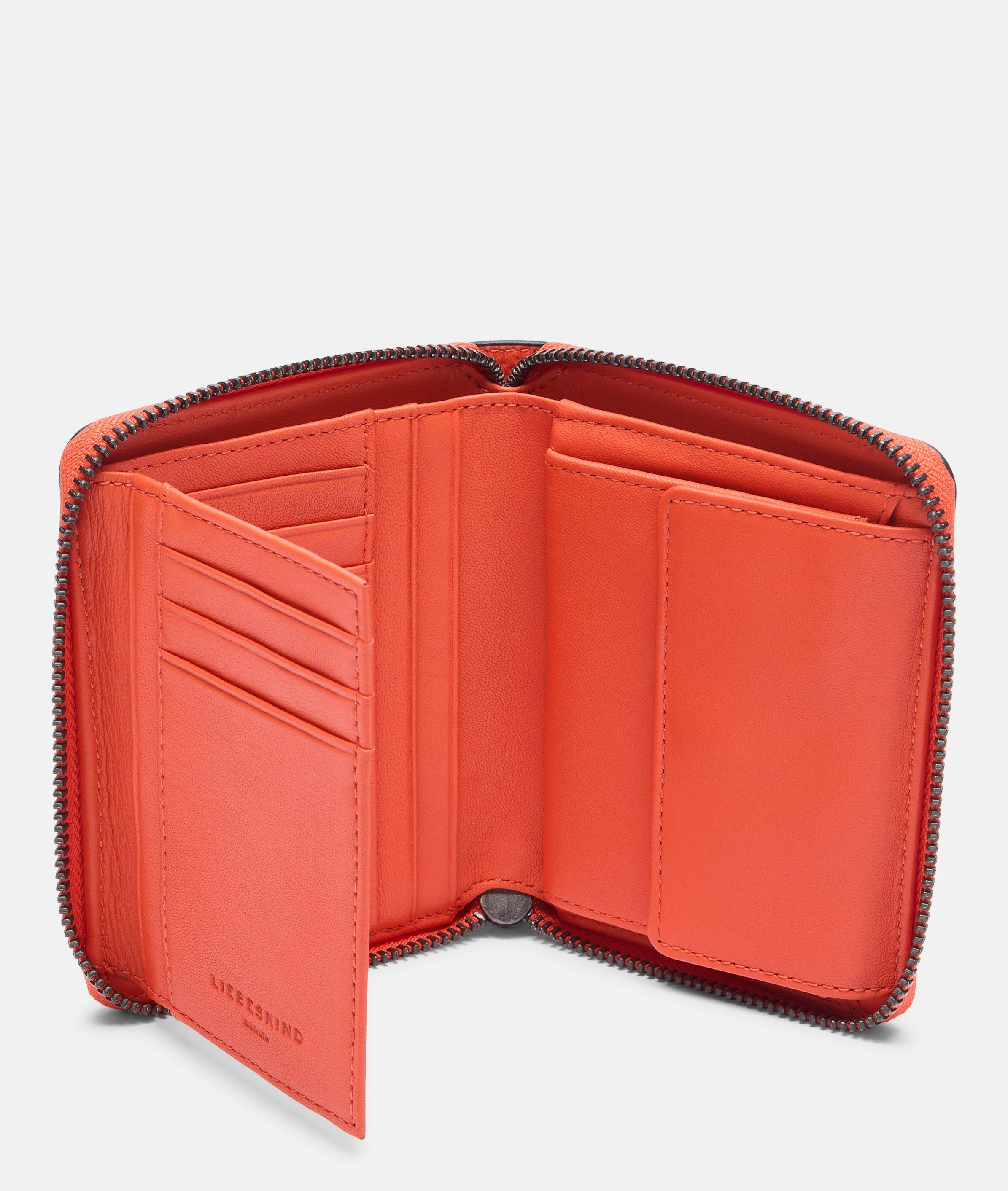 Conny portemonnee M in oranje, rood, beige, zwart & petrol