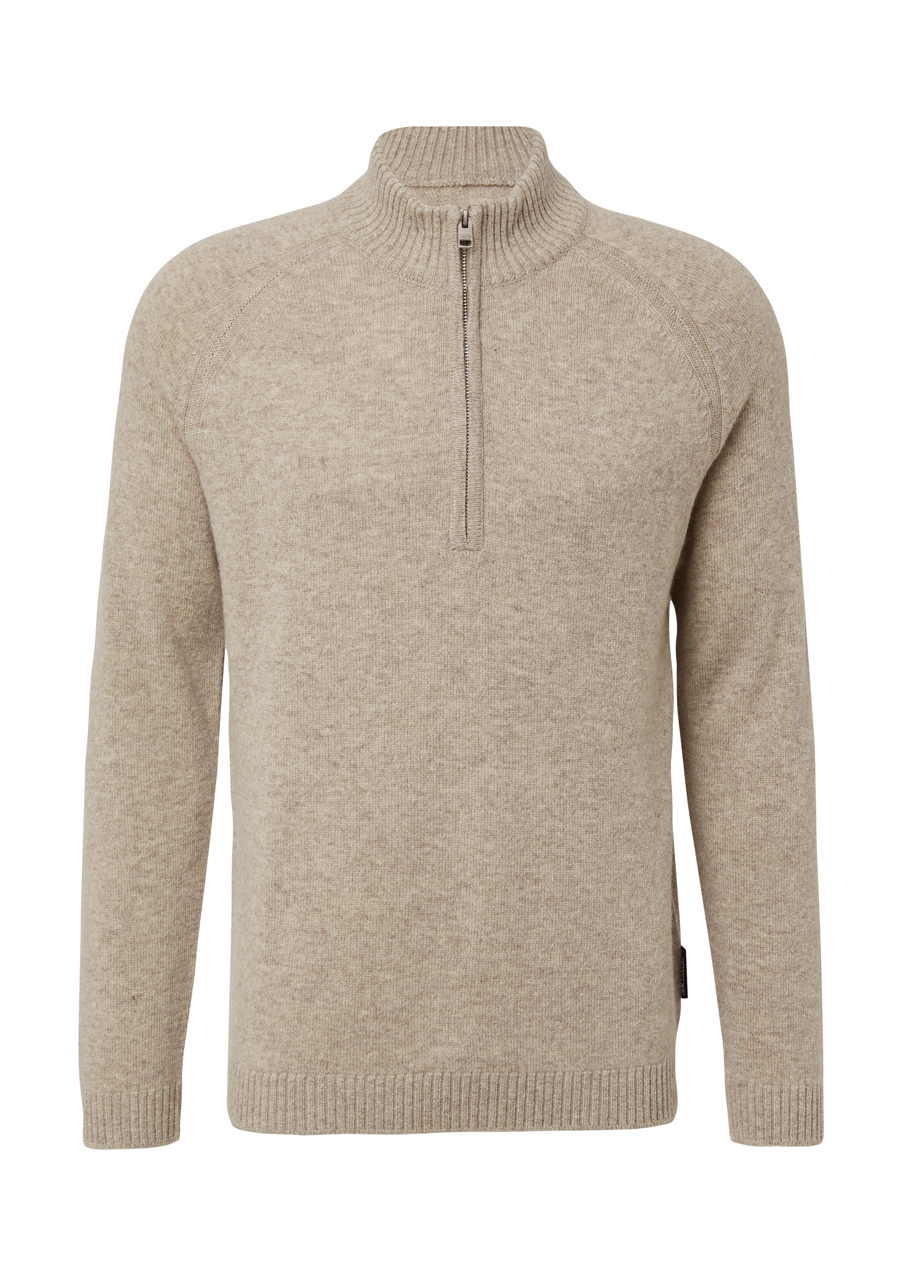 Strickpullover aus reiner Wolle mit Troyer-Kragen
