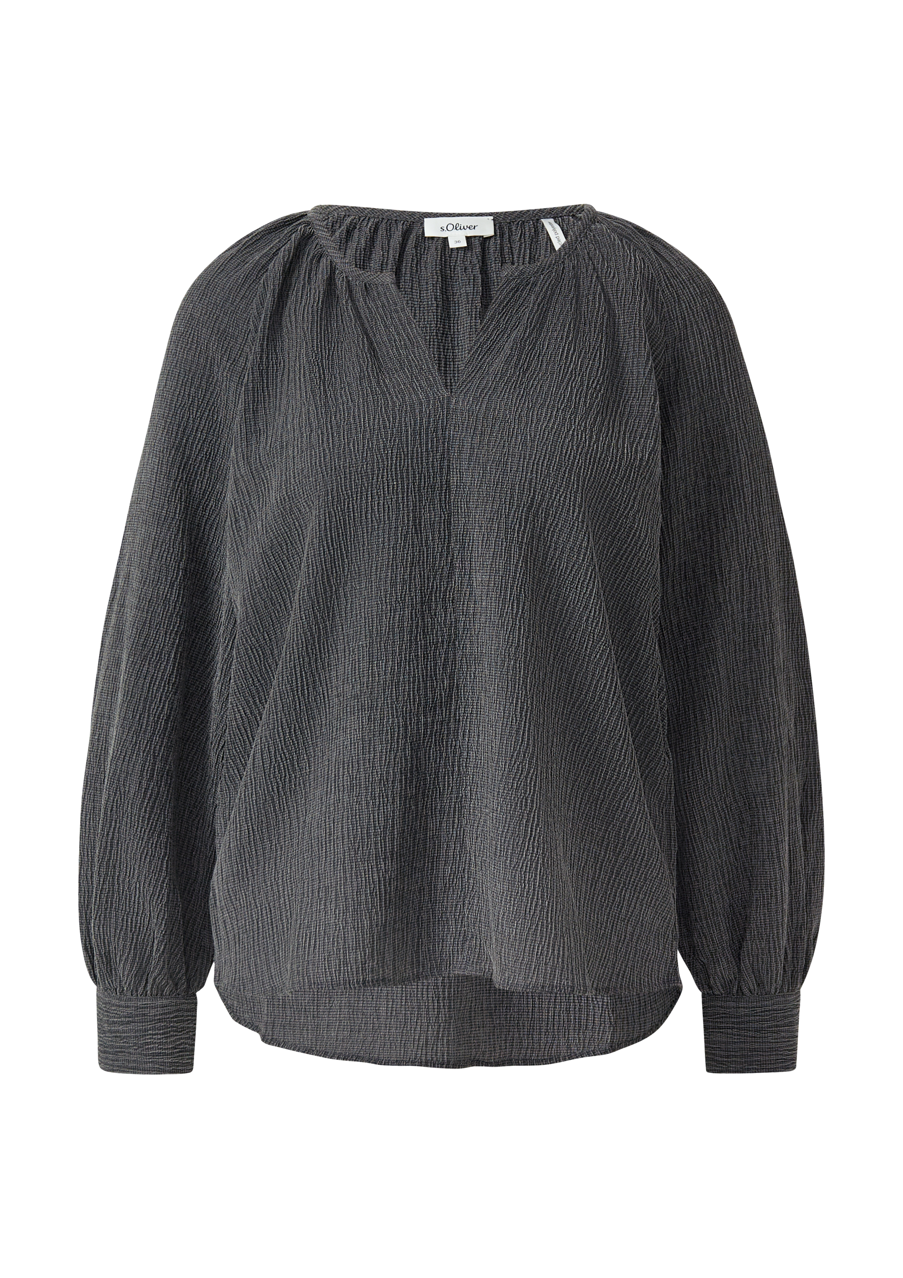Elastische gestructureerde blouse met wijde mouwen