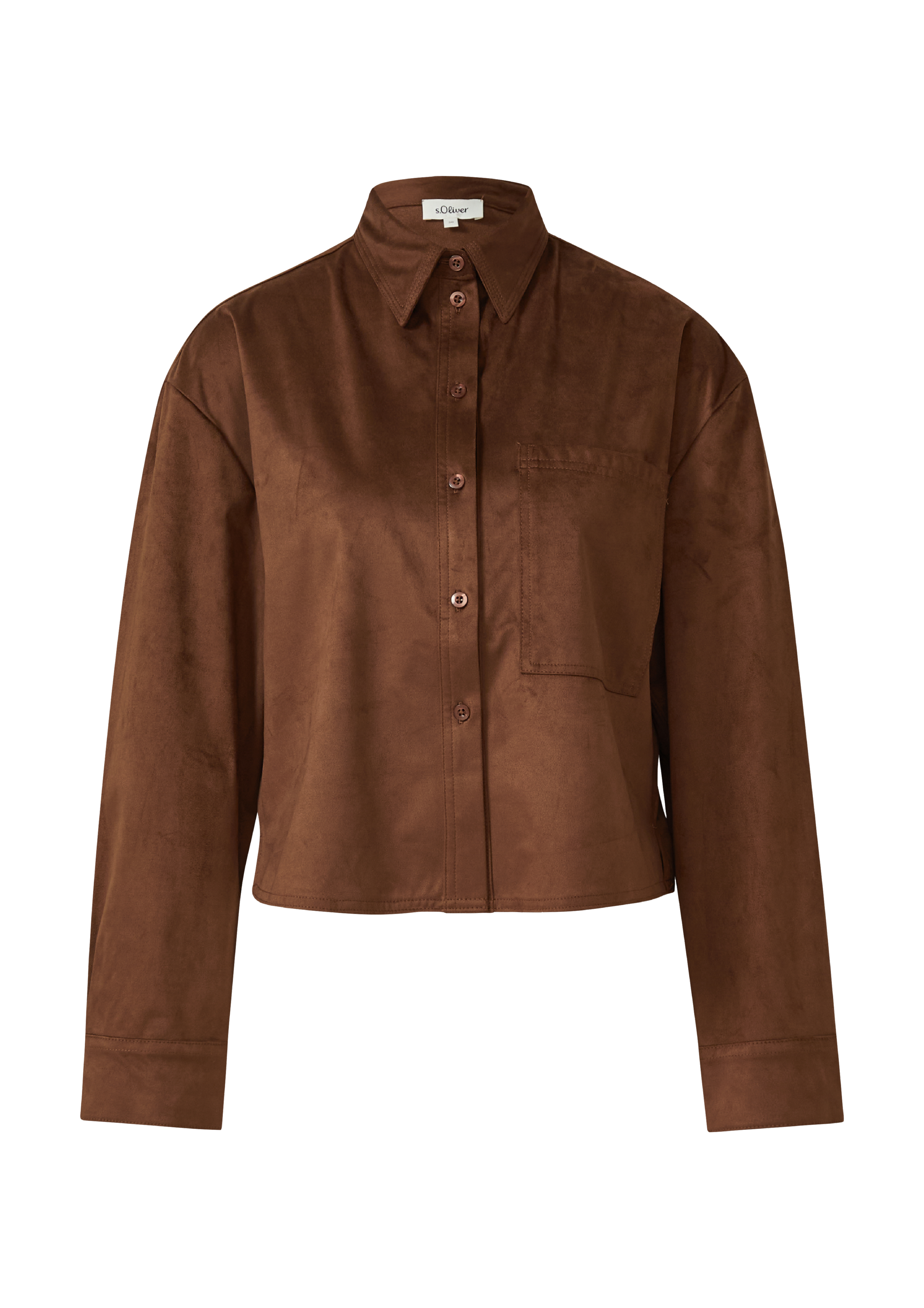 Ingekorte overhemdblouse in velourslook
