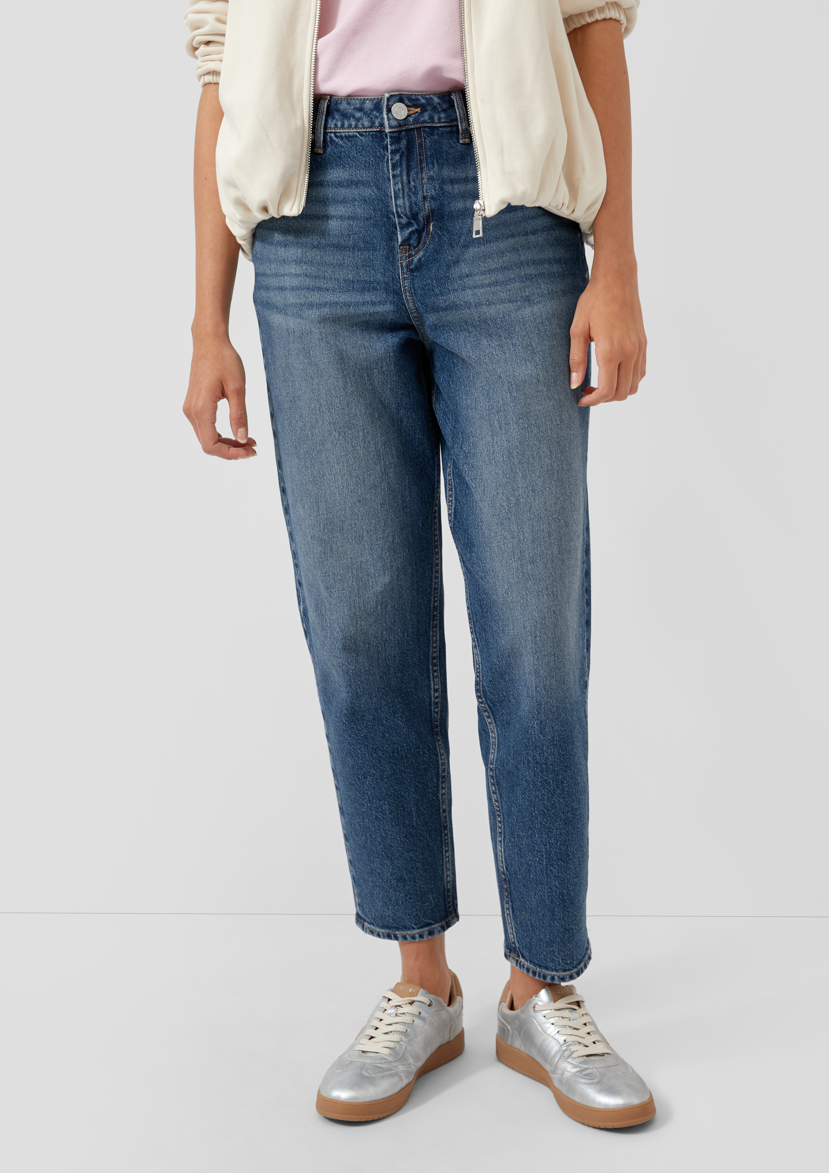 Jeans Donna S. Oliver 7/8 Shape Ankle In Denim Stretch – Blu Vintage Flower, Vita Media Slim Fit
