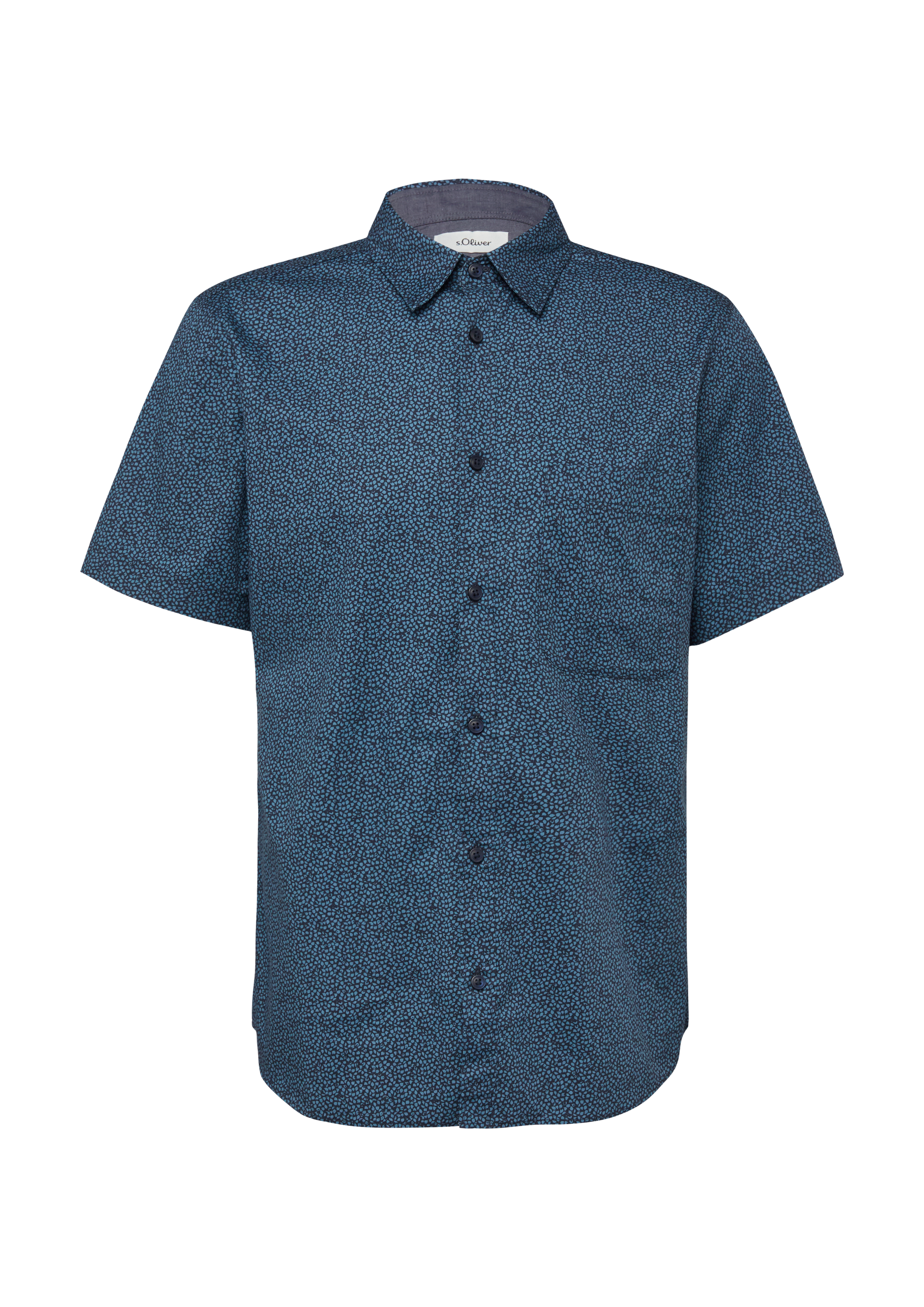 Slim Fit: Leichtes Kurzarm-Hemd mit Brusttasche und Print
