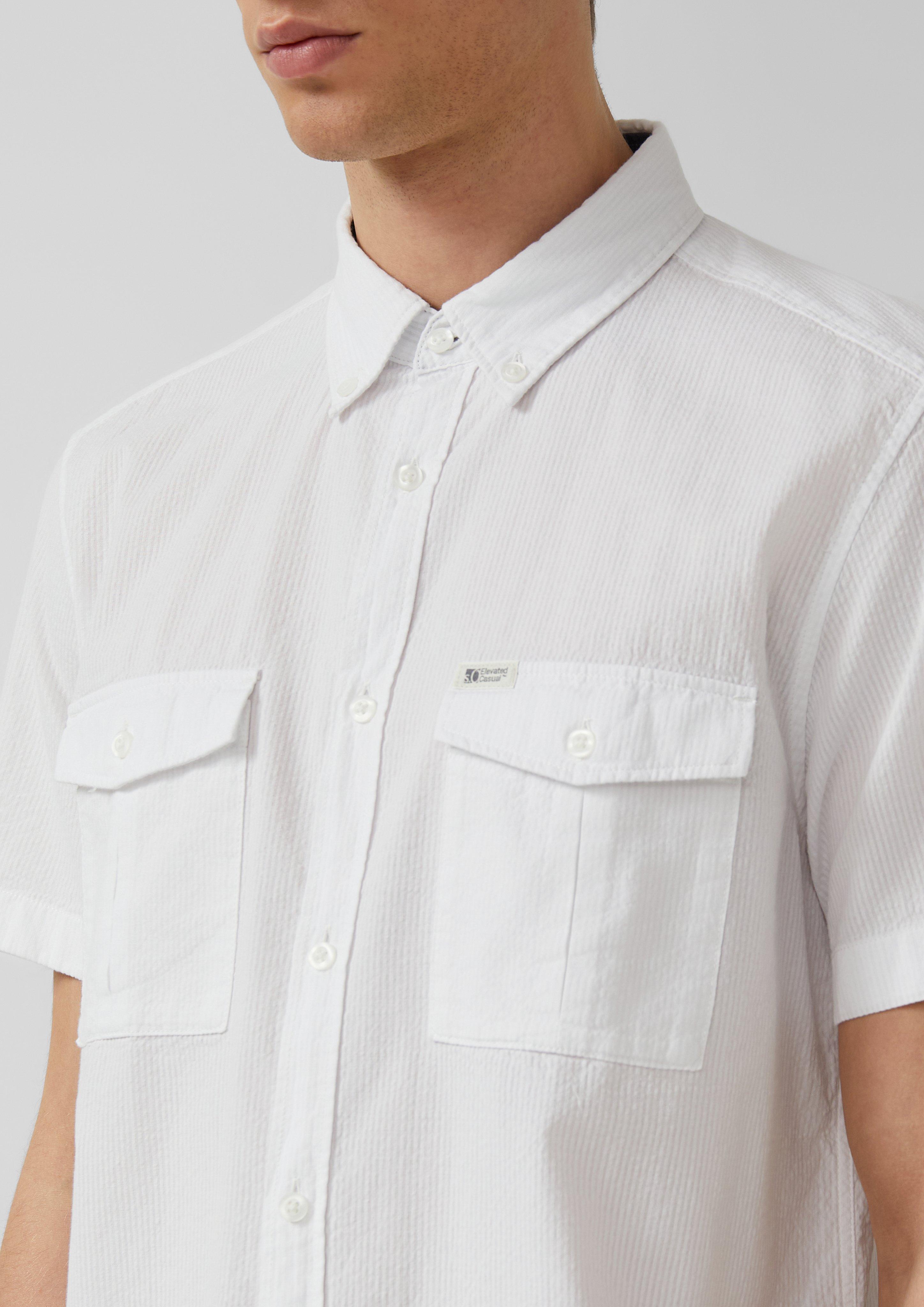 Regular Fit: Strukturiertes Kurzarmhemd mit Brusttaschen