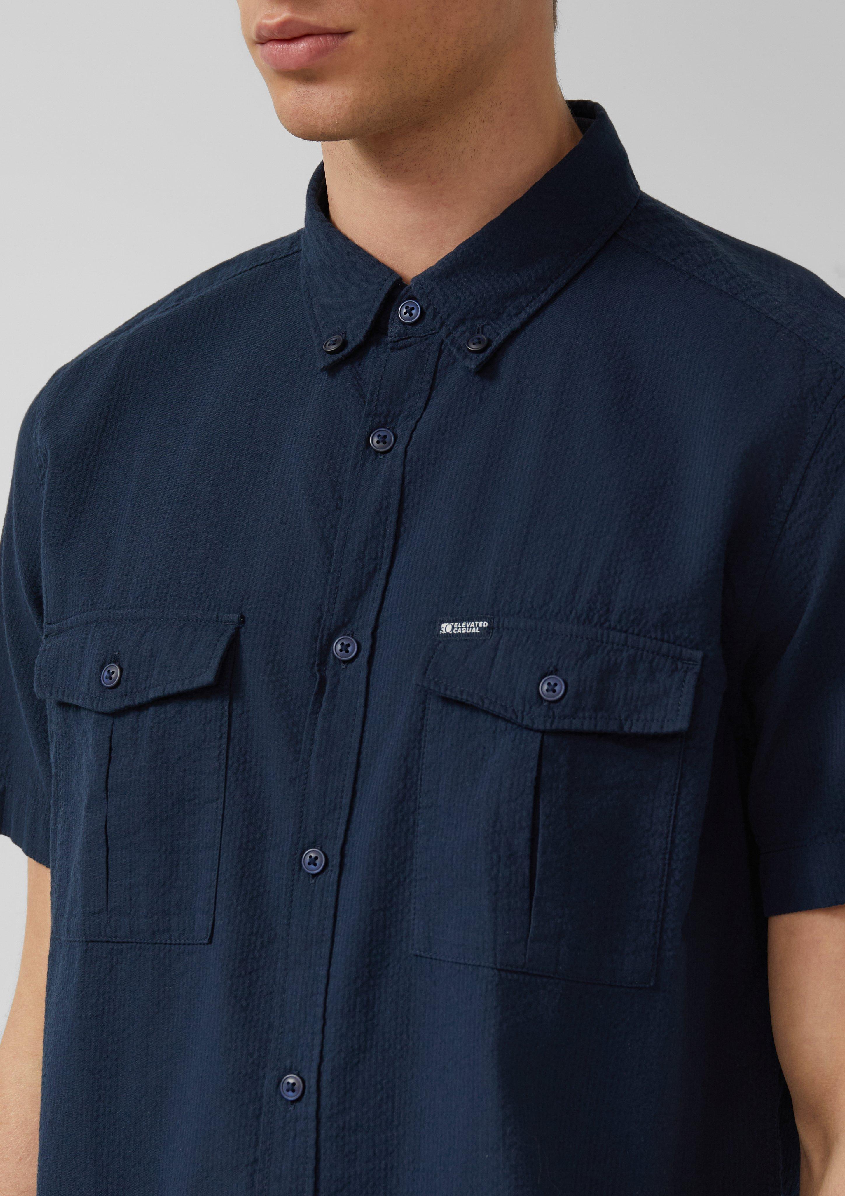 Regular Fit: Strukturiertes Kurzarmhemd mit Brusttaschen