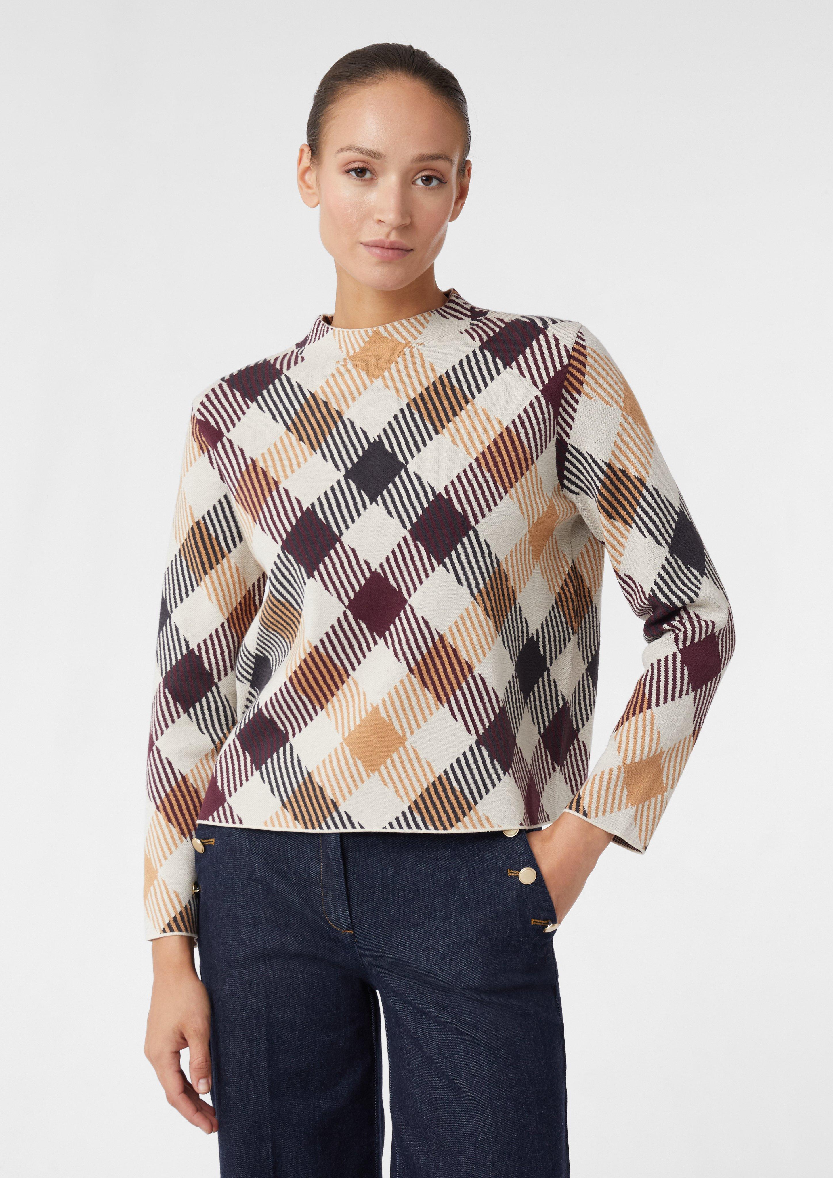 トップス 041011 WELLDER Combination Ds Knit Check knitted viscose blend sweater with stand-up collar