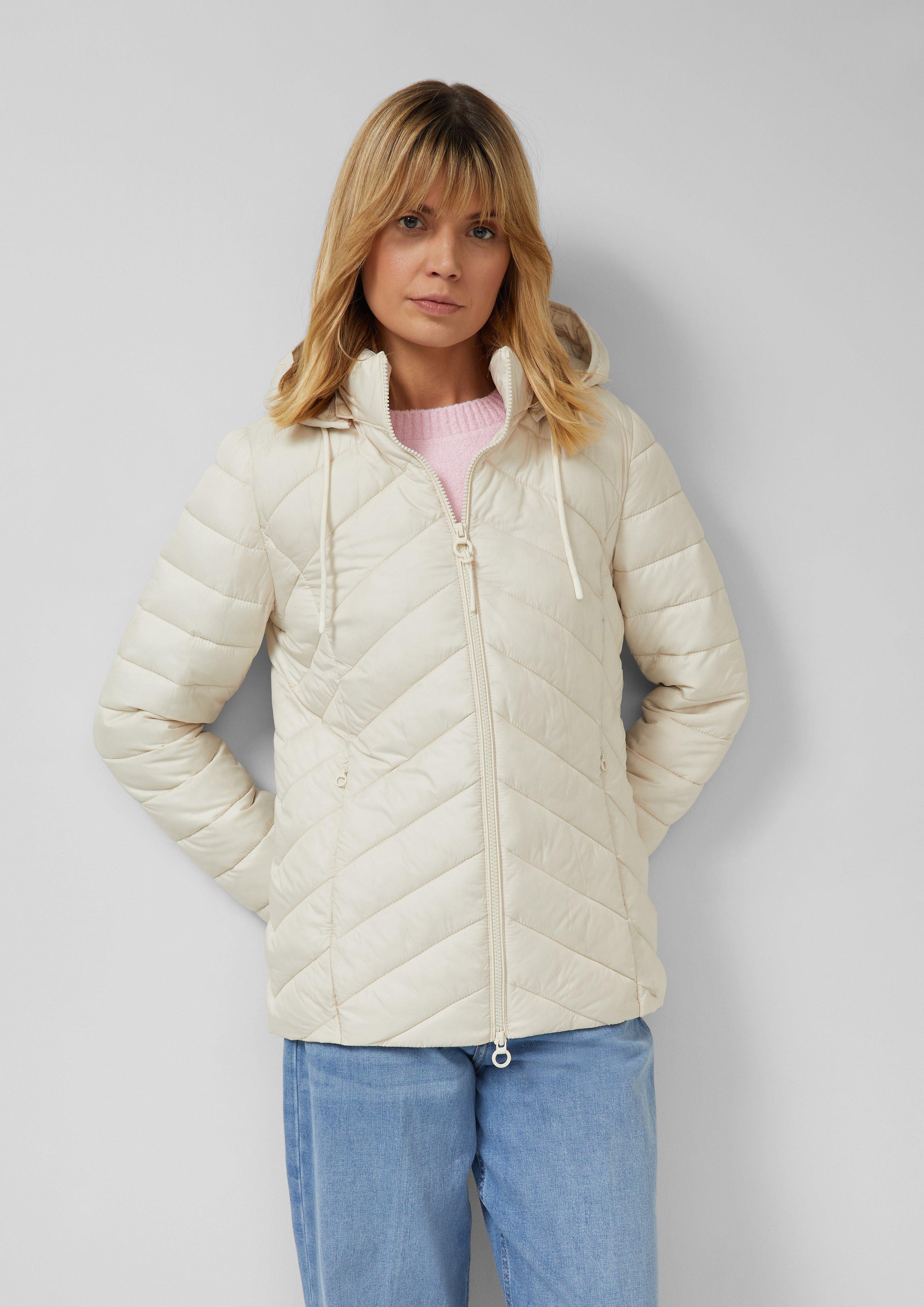 Thumbnail - Gesteppte Jacke mit abnehmbarer Kapuze im Slim Fit