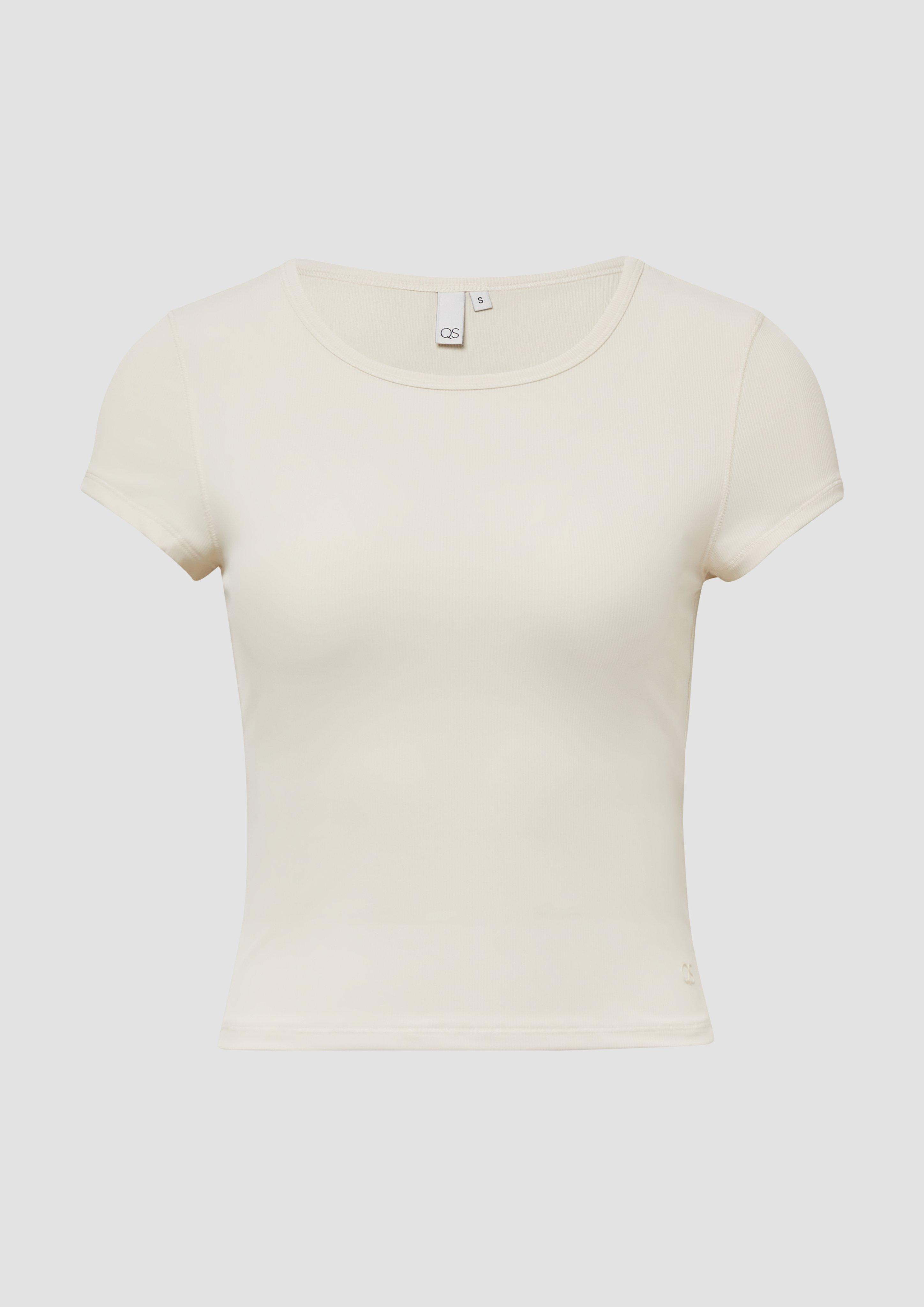 QS - Verkürztes Rippshirt | QS x Vanessa Mai, Damen, creme