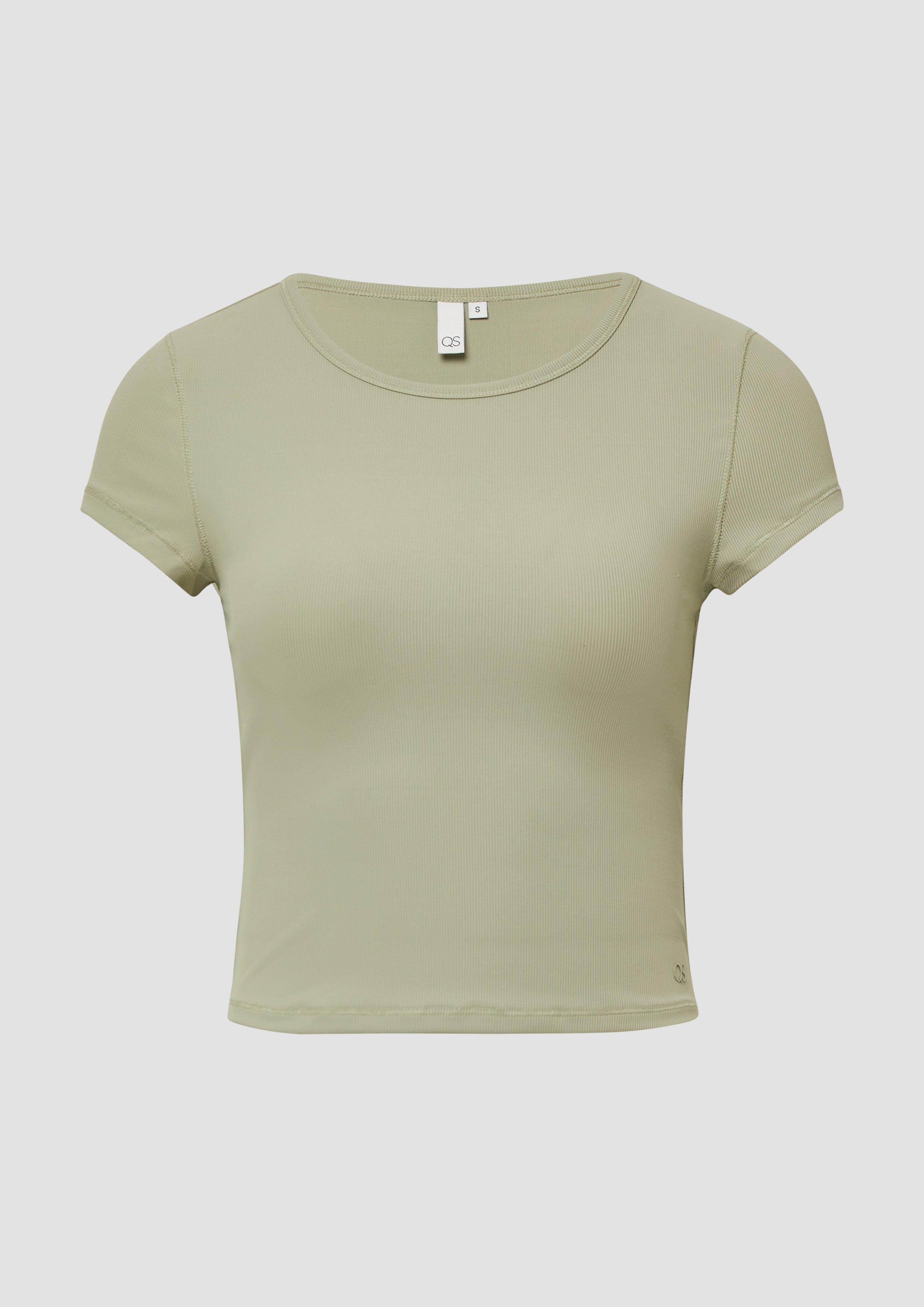QS - Verkürztes Rippshirt | QS x Vanessa Mai, Damen, Grün