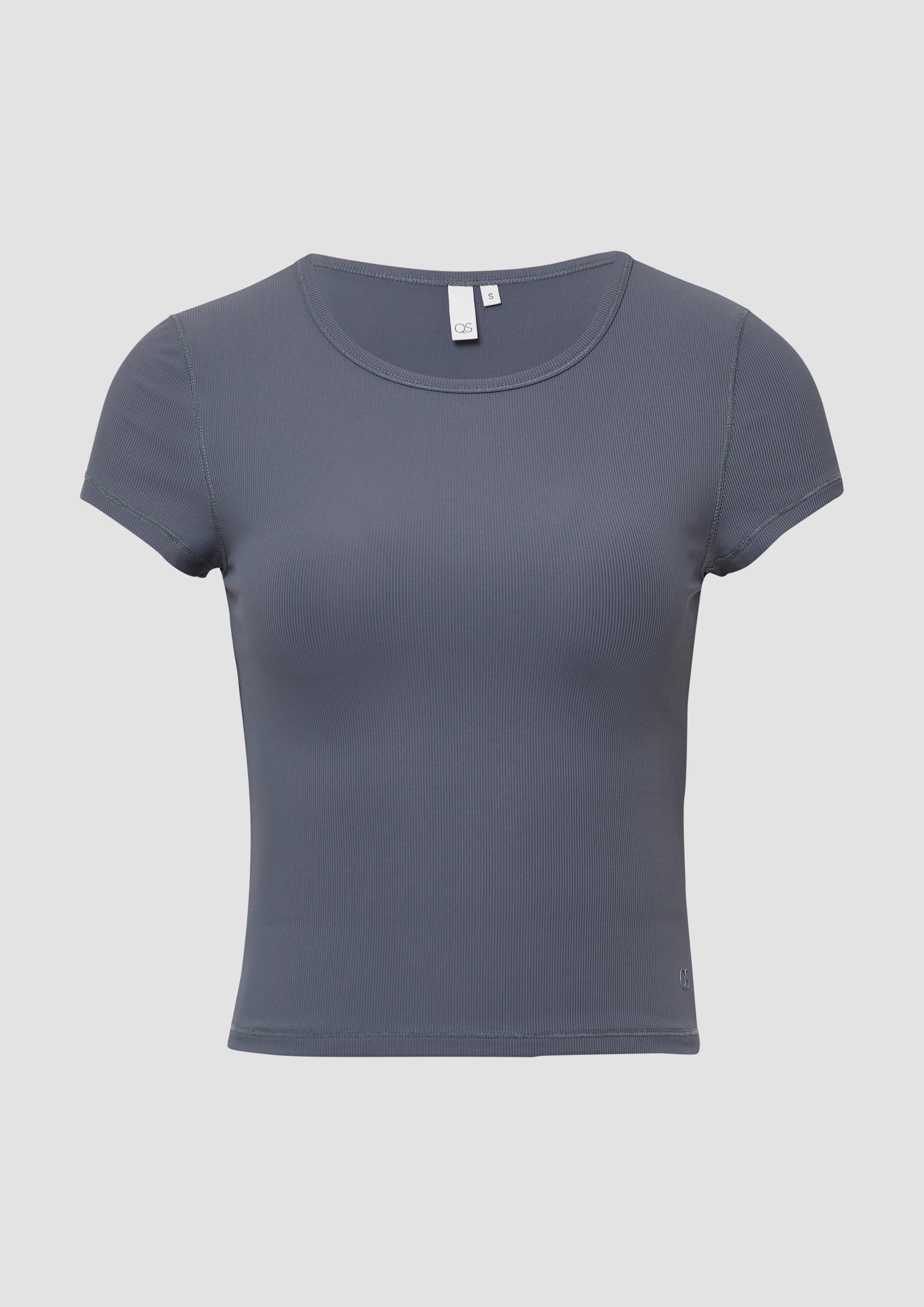 QS - Verkürztes Rippshirt | QS x Vanessa Mai, Damen, grau