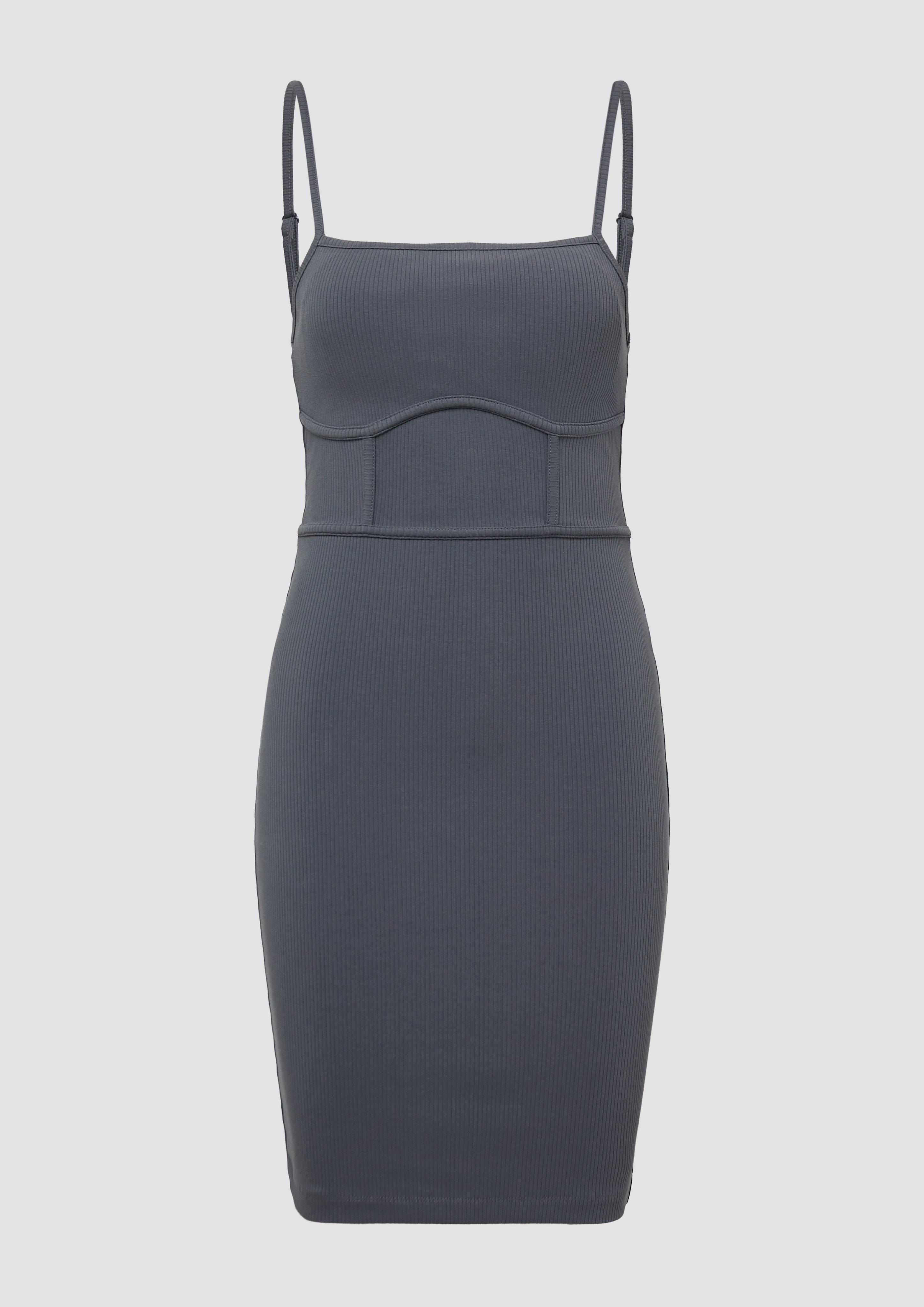 QS - Elastisches Spaghettiträger-Kleid mit Nahtdetails | QS x Vanessa Mai, Damen, grau