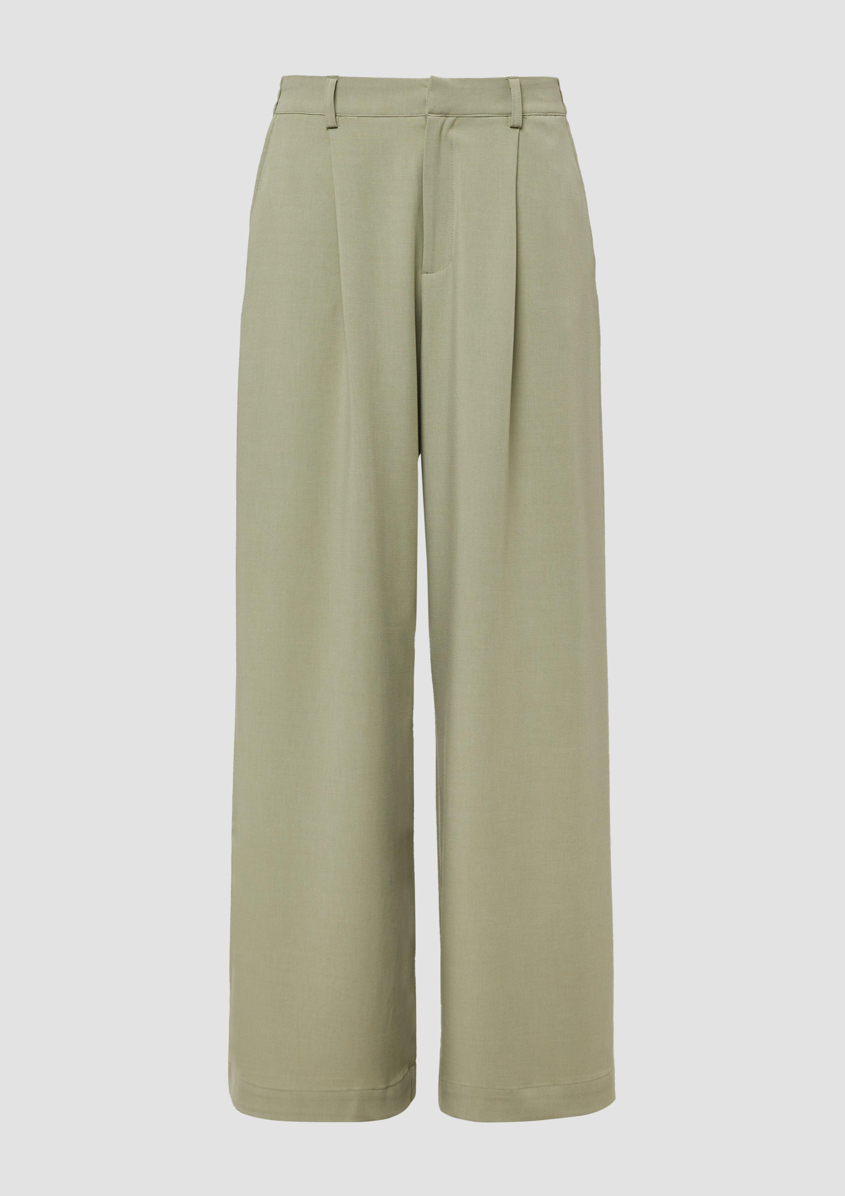 QS - Bundfaltenhose mit weitem Bein | QS x Vanessa Mai, Damen, Grün