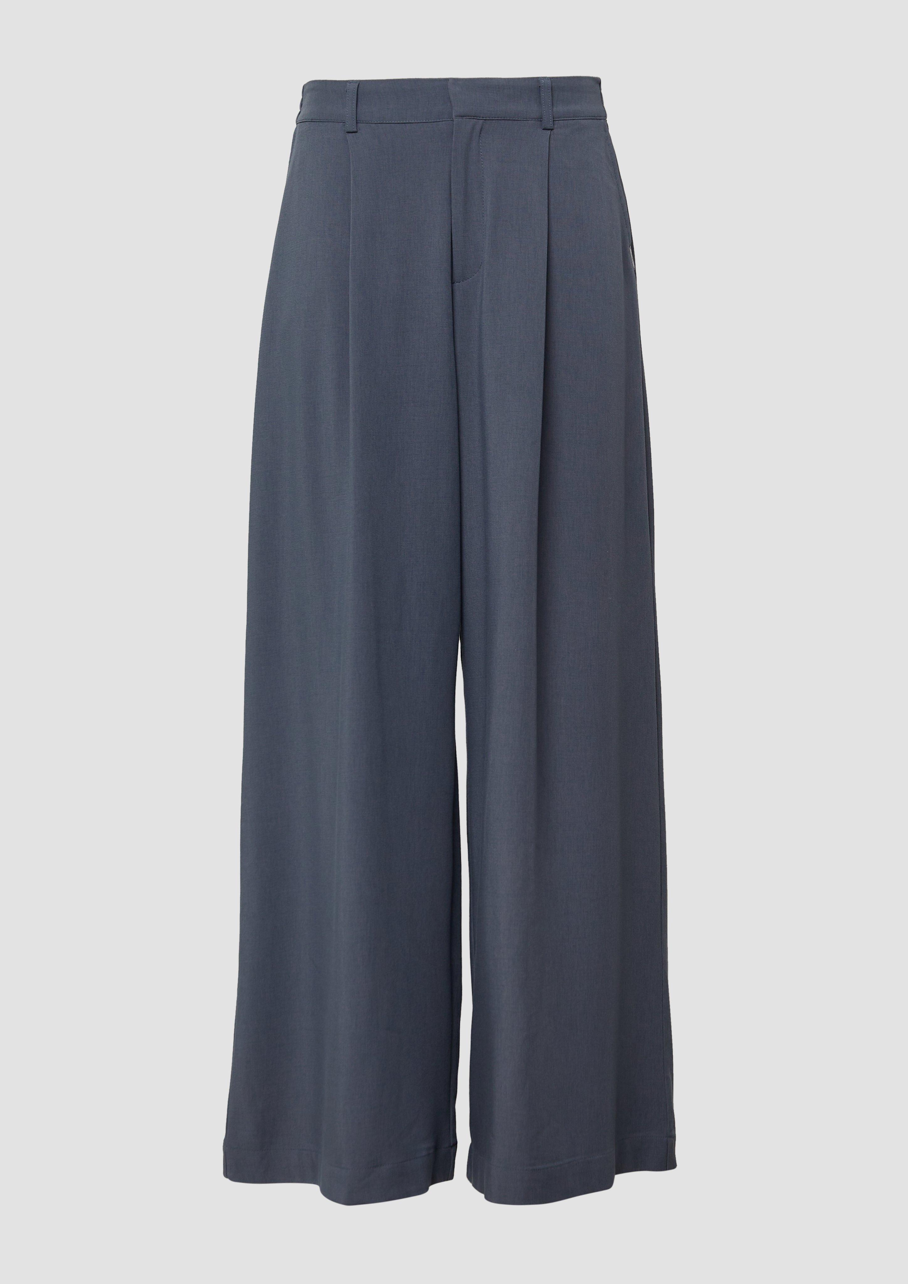 QS - Bundfaltenhose mit weitem Bein | QS x Vanessa Mai, Damen, grau