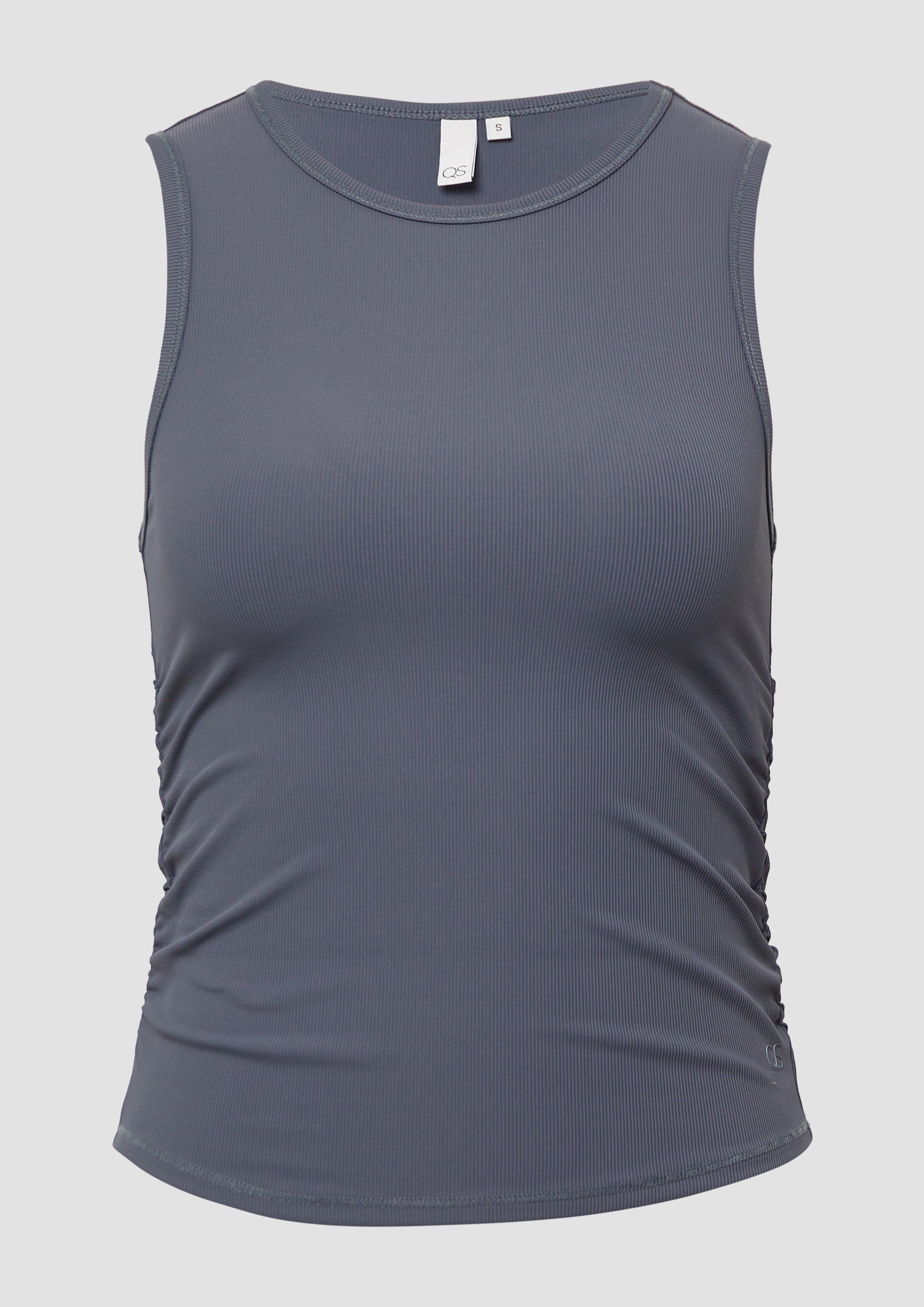 QS - Ripptop mit seitlicher Raffung | QS x Vanessa Mai, Damen, grau