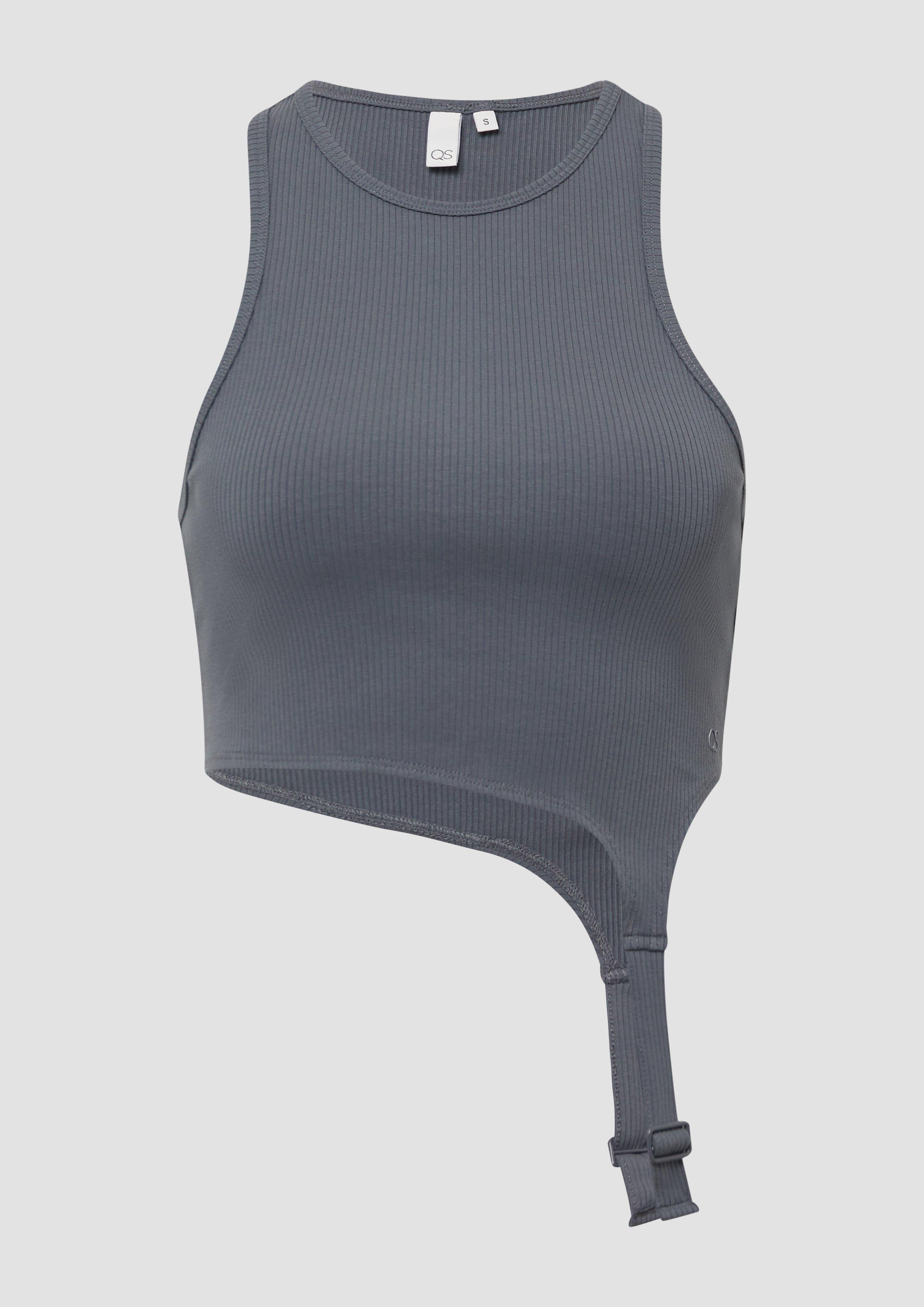 QS - Ripptop mit Schnallendetail | QS x Vanessa Mai, Damen, grau