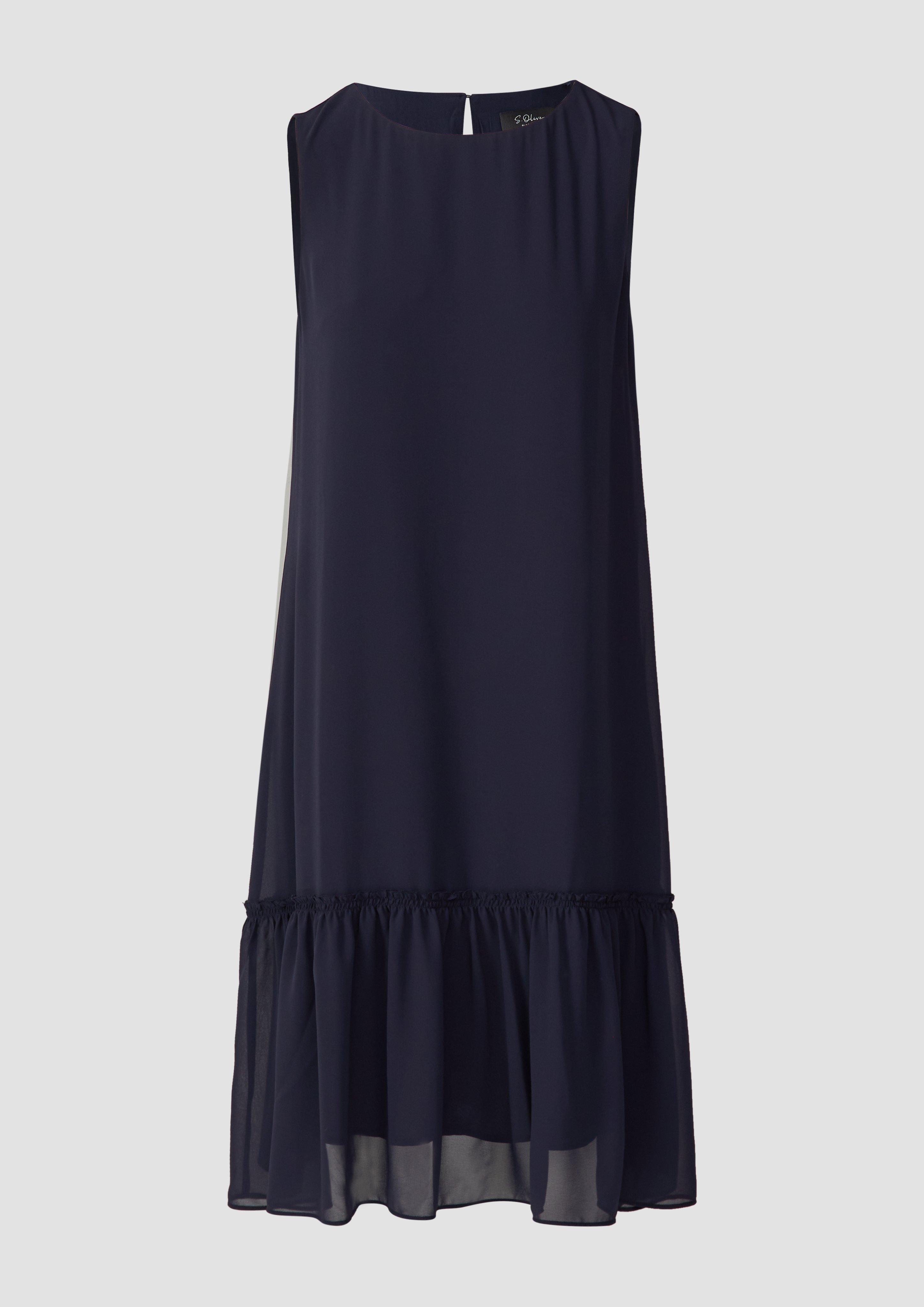s.Oliver - Ausgestelltes Chiffon-Kleid mit Volants, Damen, blau