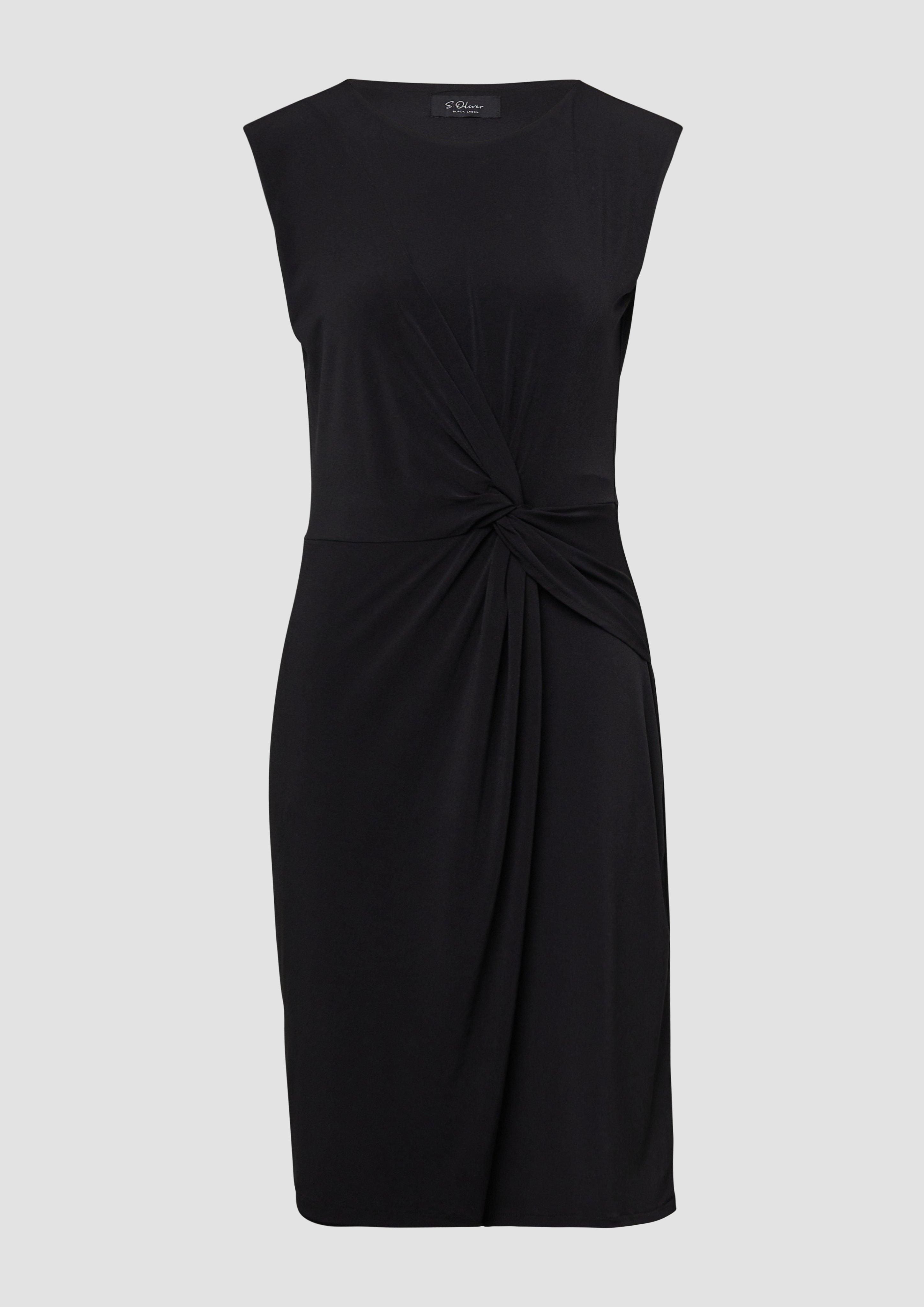 s.Oliver - Ärmelloses Jersey-Kleid mit Knoten-Detail und Leo-Print, Damen, schwarz