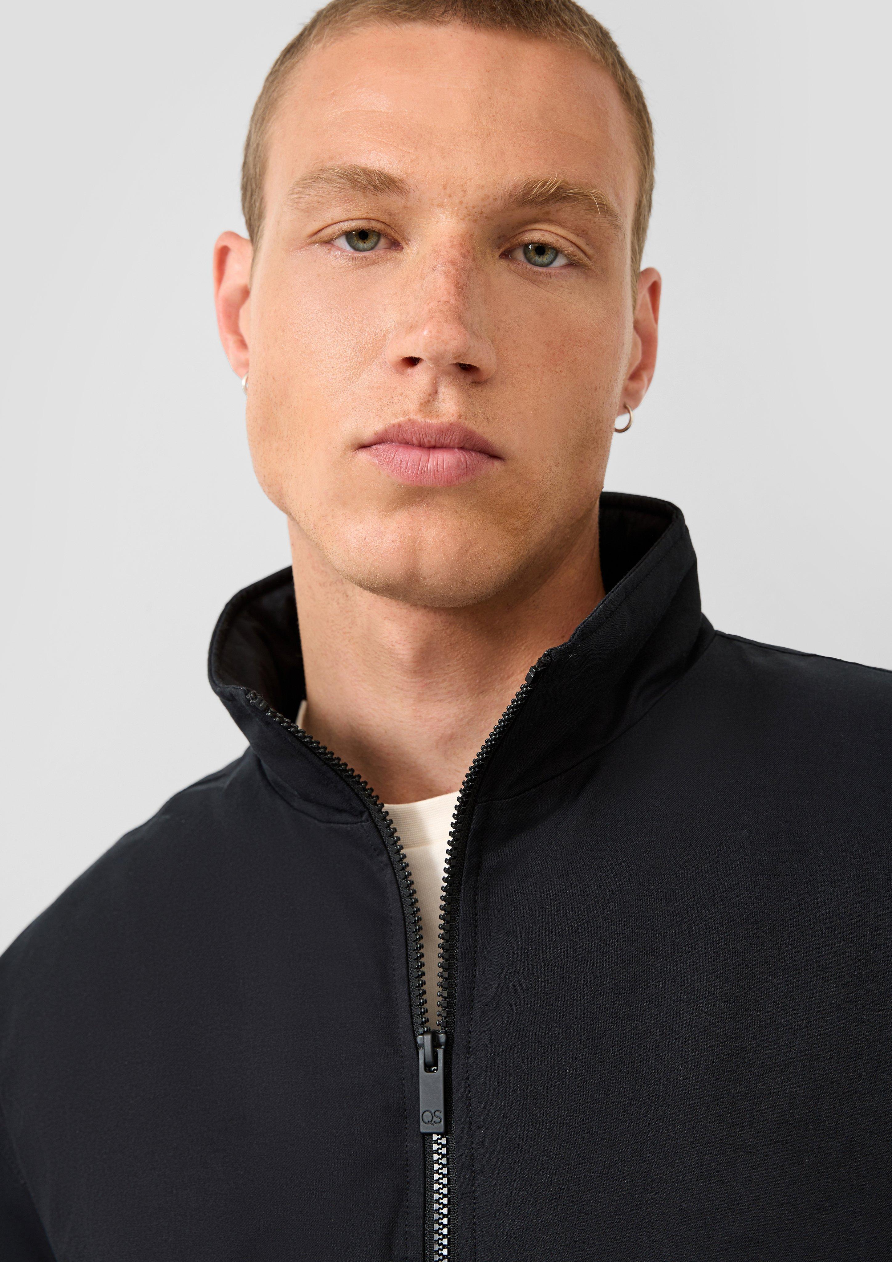 Men Stand-up collar blouson in black by QS