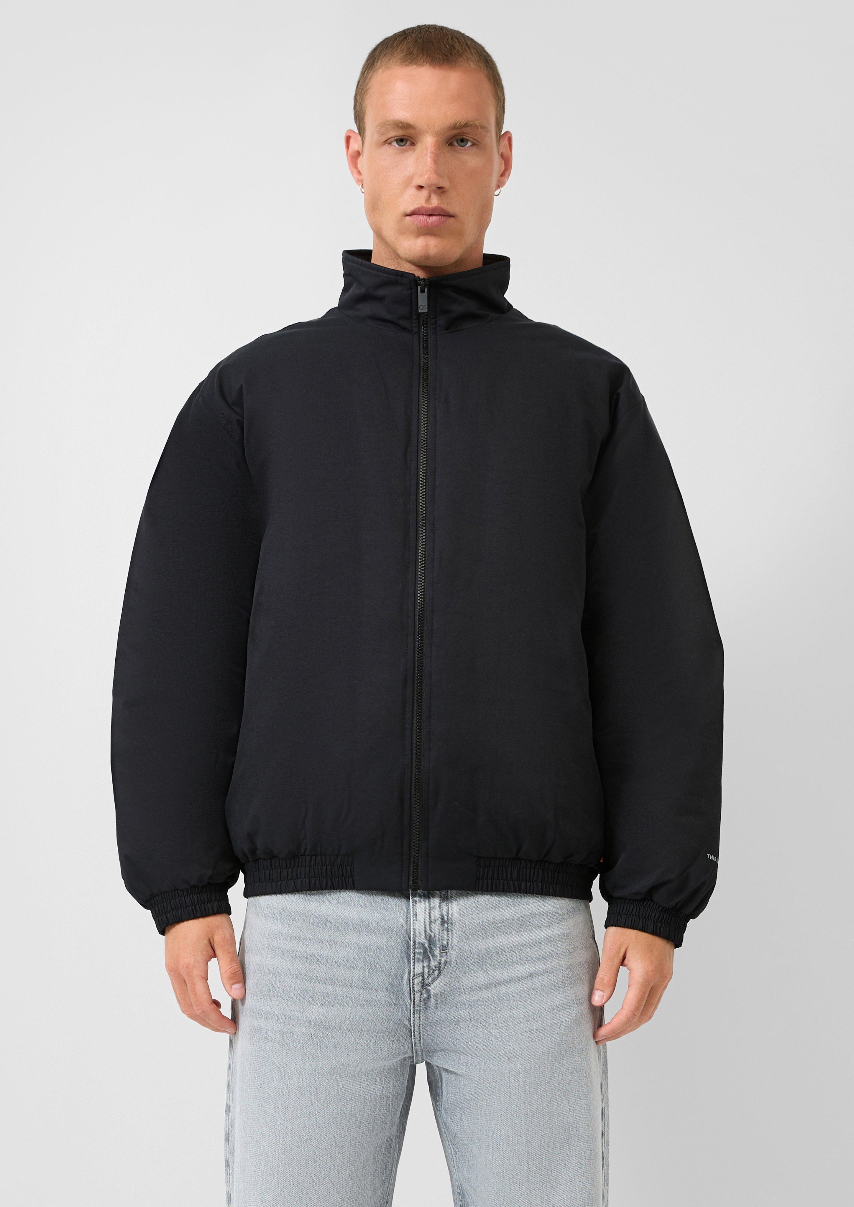 Stand-up collar blouson in black by QS