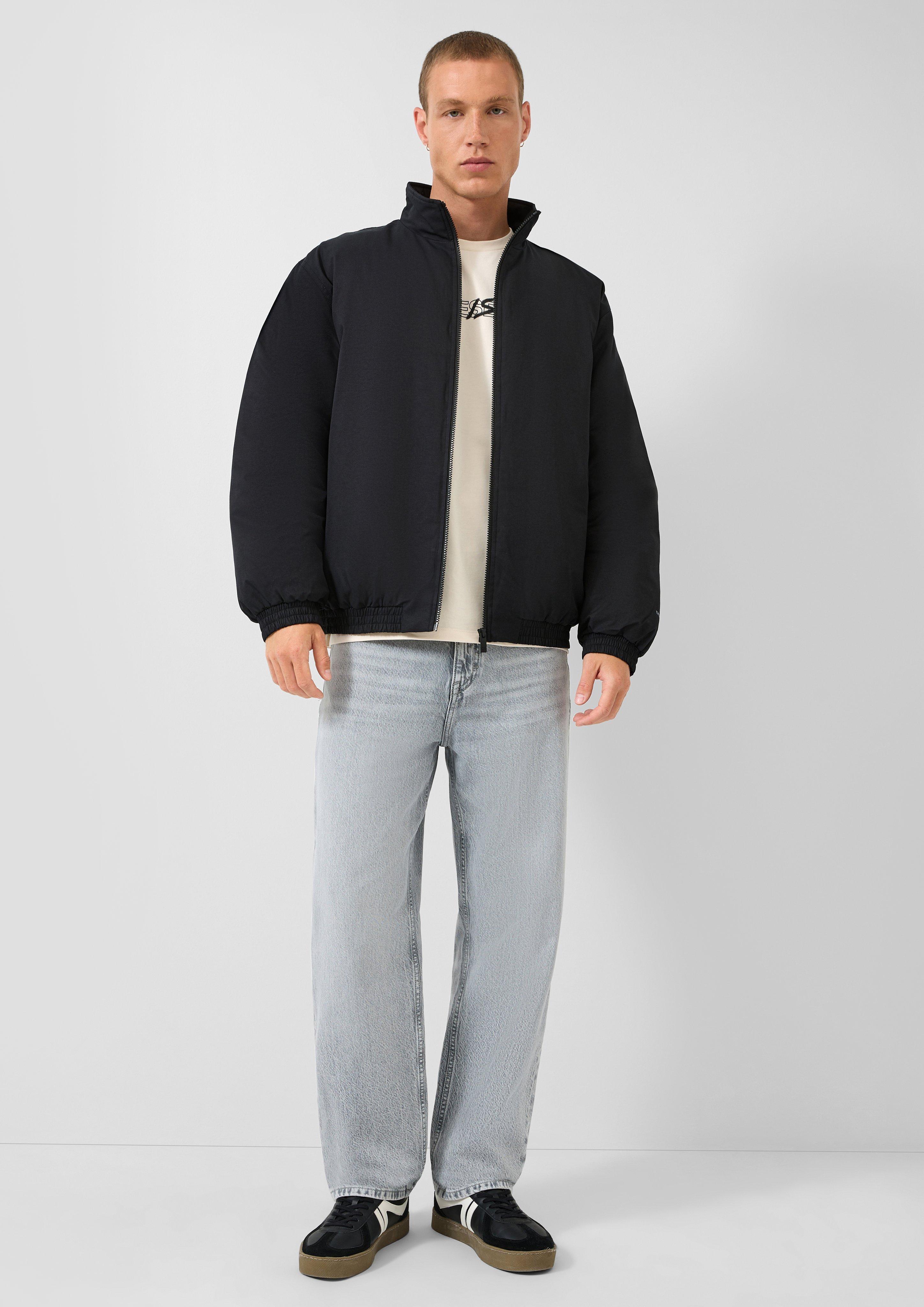 Men Stand-up collar blouson in black by QS