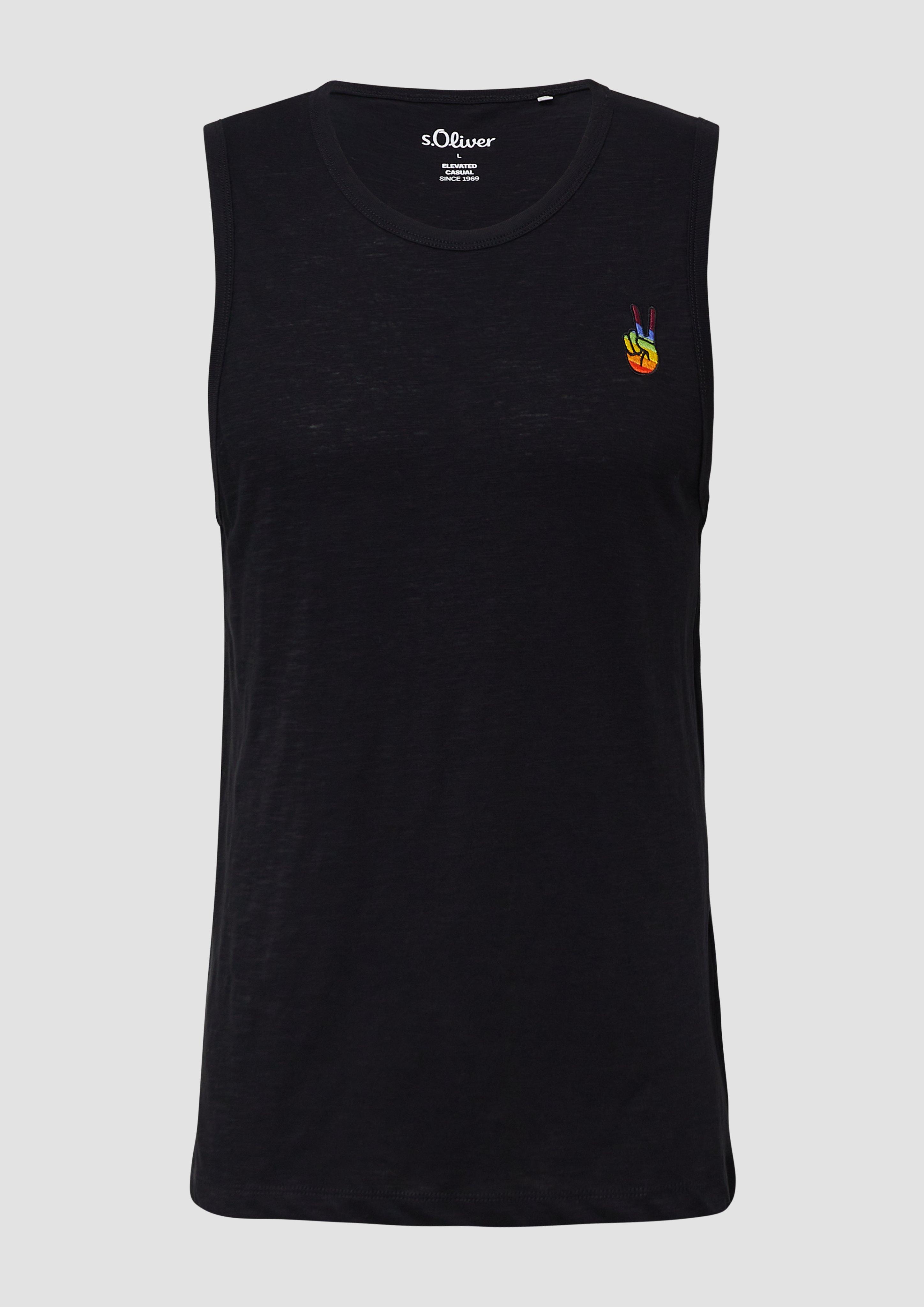 s.Oliver - T-Shirt mit Pride-Motiv, Herren, schwarz