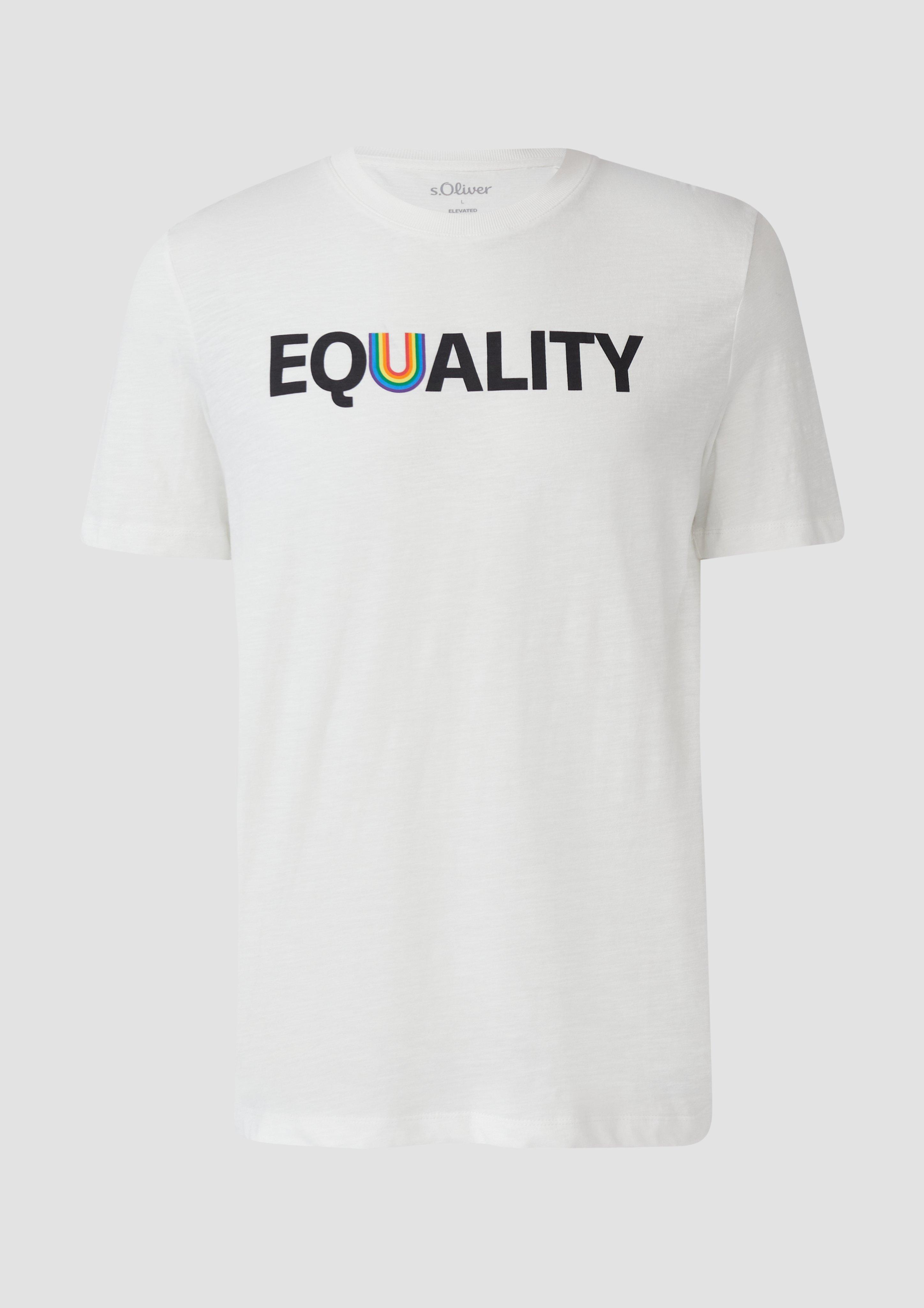 s.Oliver - T-Shirt mit Pride-Motiv, Herren, weiß