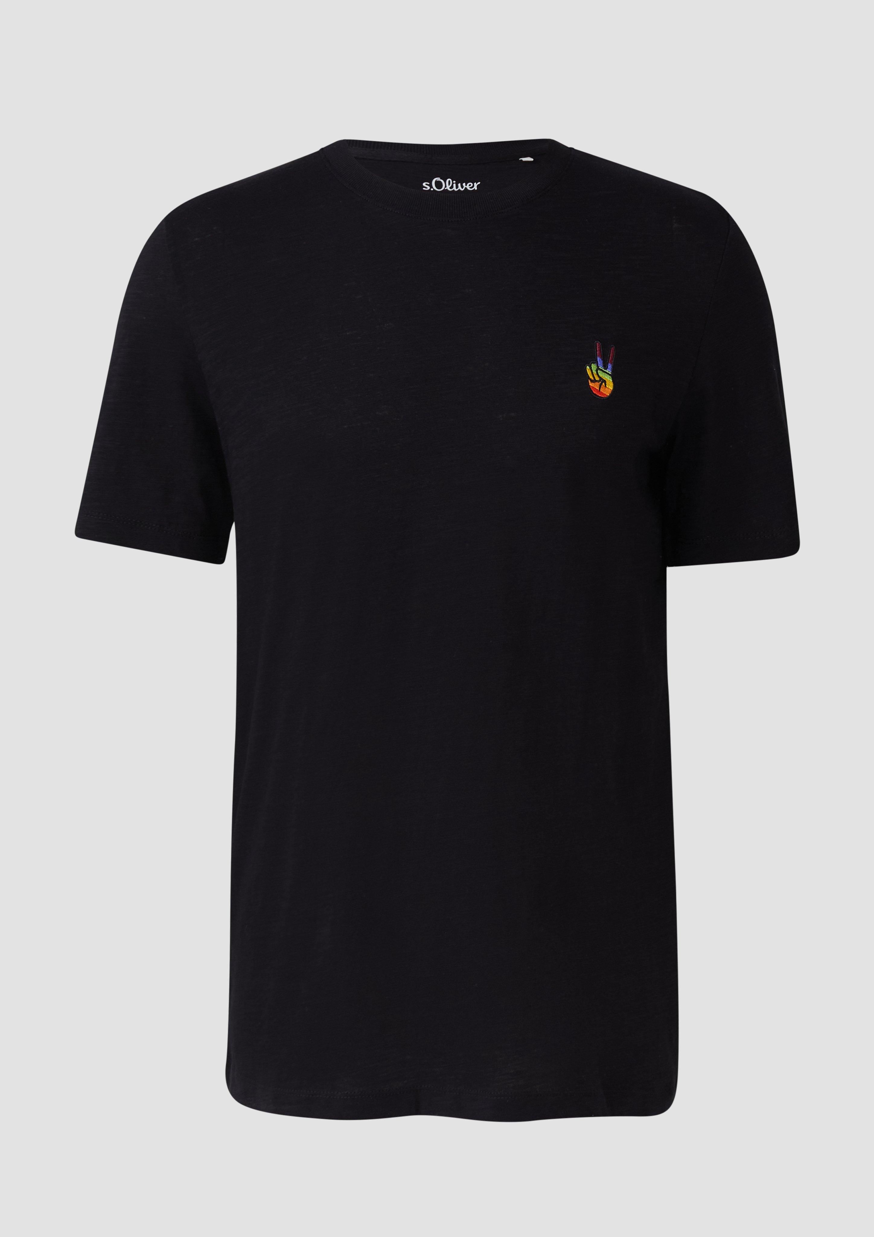 s.Oliver - T-Shirt mit Pride-Motiv, Herren, schwarz