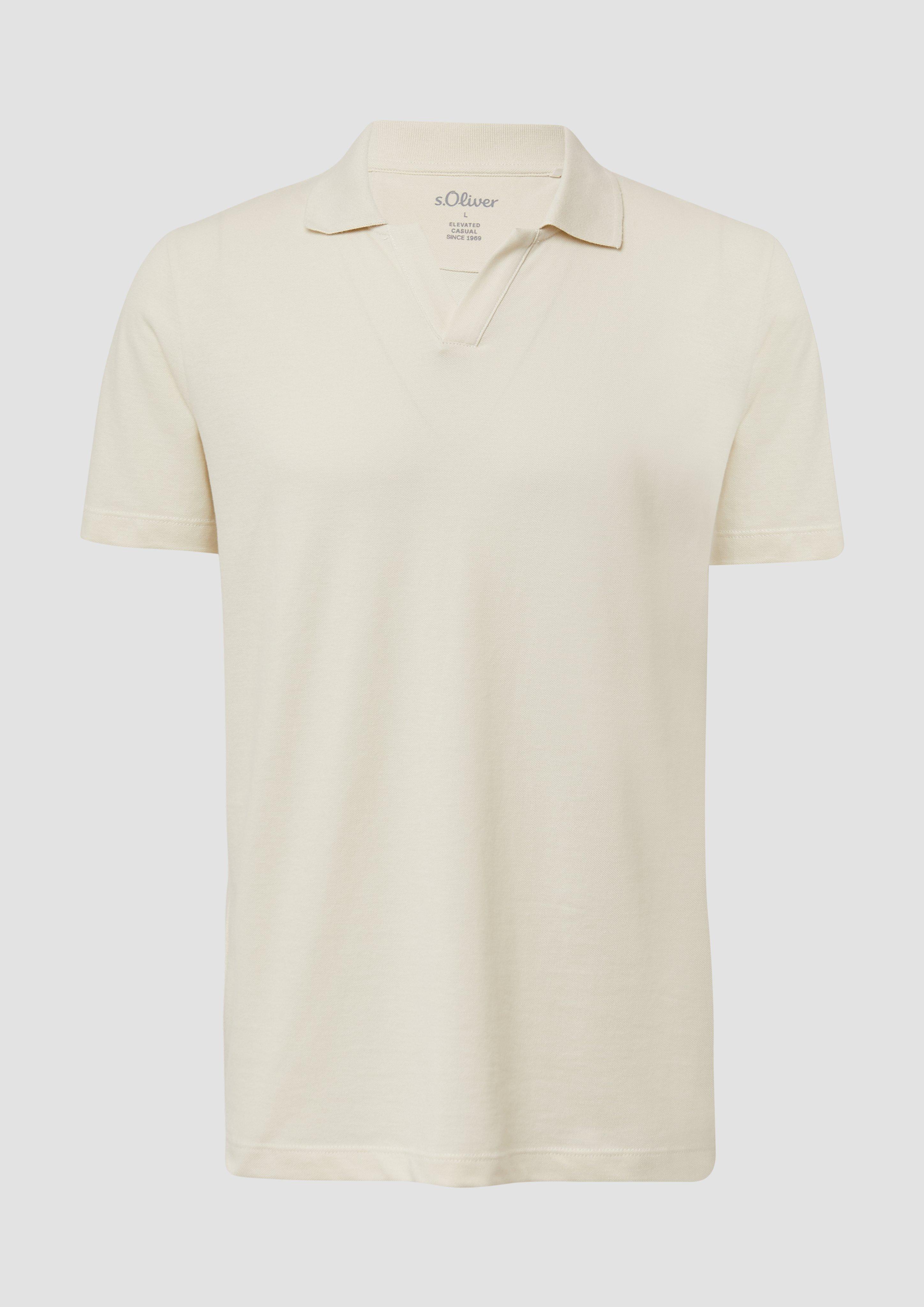 s.Oliver - Poloshirt aus Baumwolle mit offenem Kragen, Herren, creme