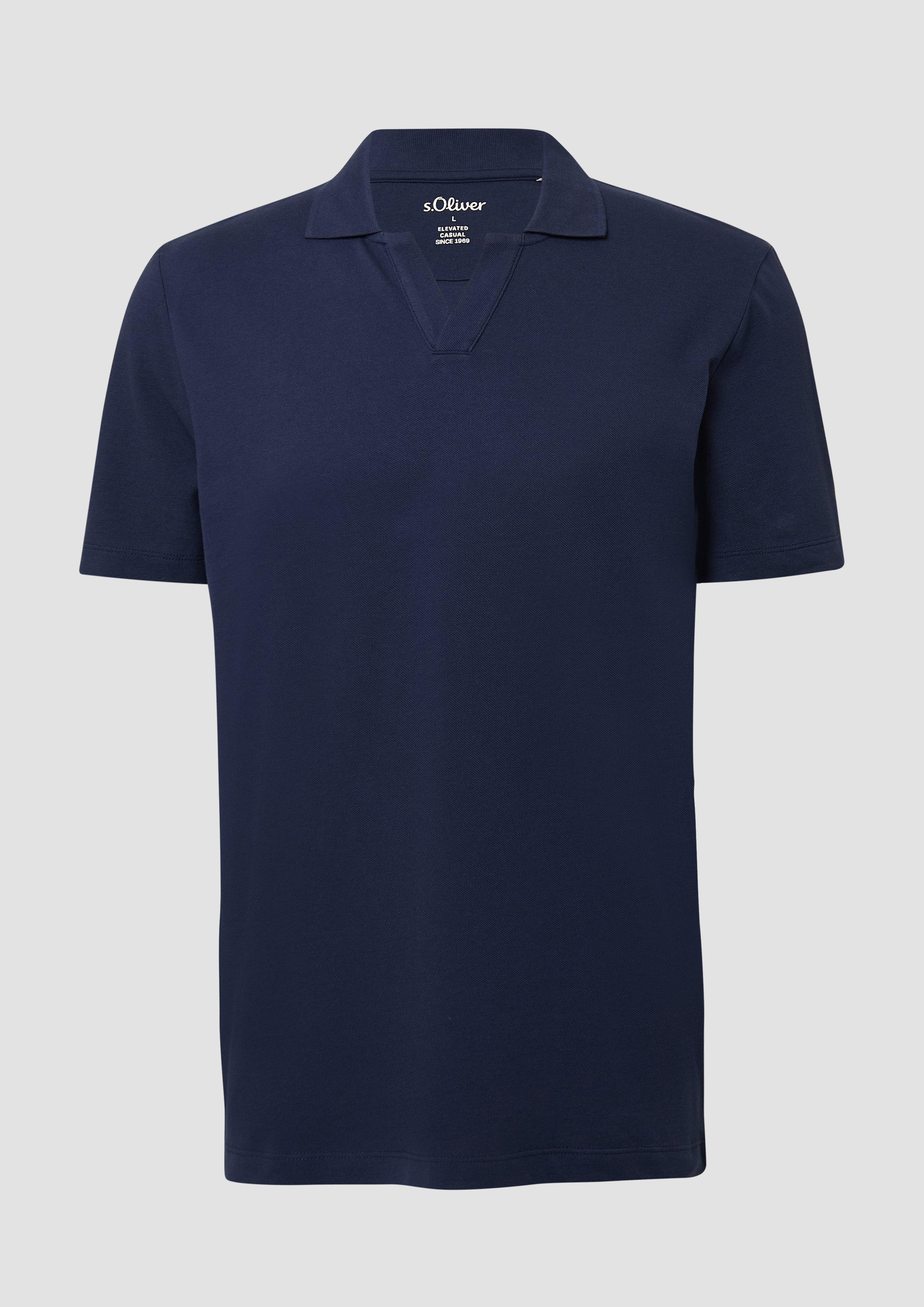 s.Oliver - Poloshirt aus Baumwolle mit offenem Kragen, Herren, blau