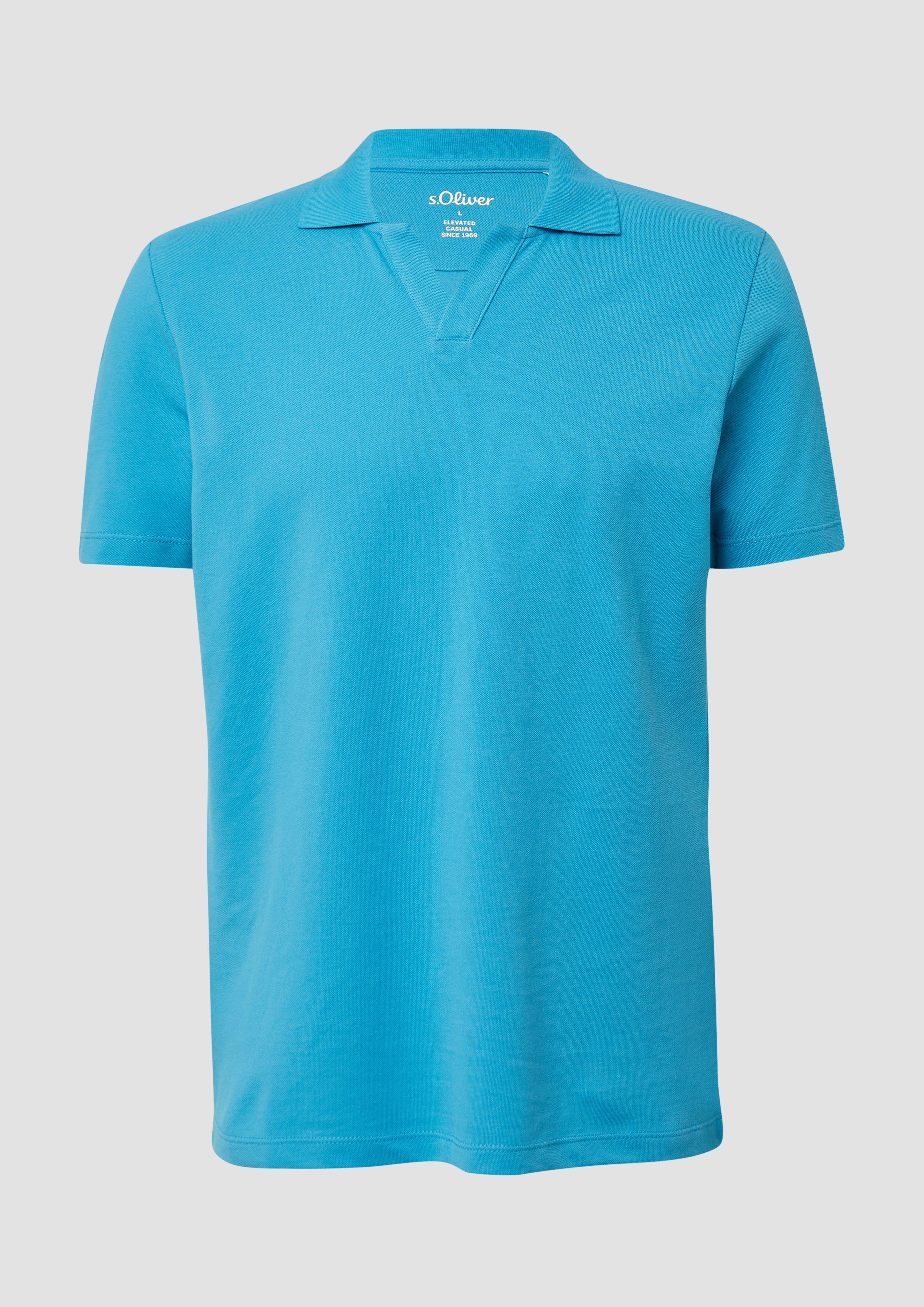 s.Oliver - Poloshirt aus Baumwolle mit offenem Kragen, Herren, türkis