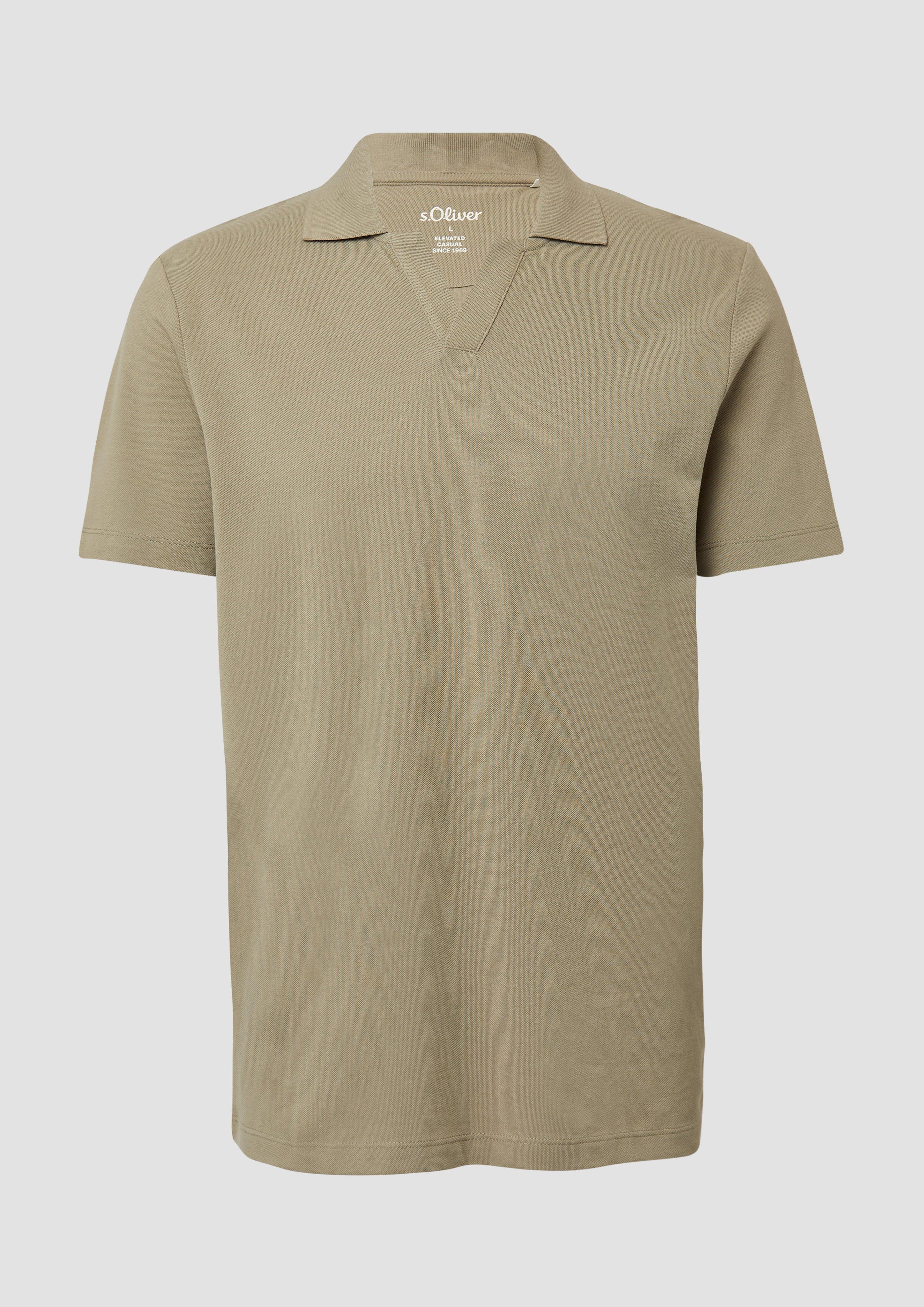 s.Oliver - Poloshirt aus Baumwolle mit offenem Kragen, Herren, Grün