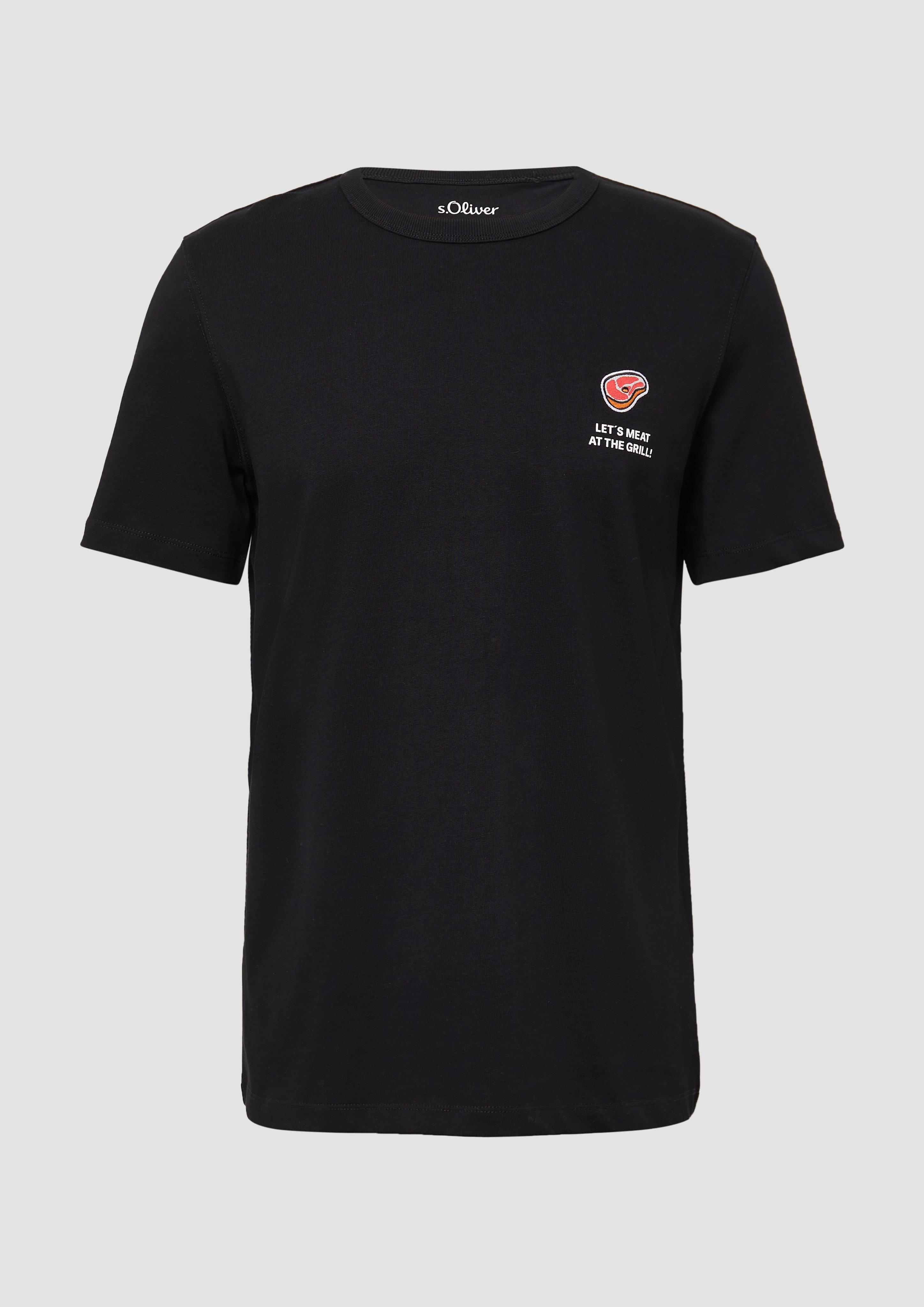 s.Oliver - T-Shirt mit Grill-Motiv, Herren, schwarz