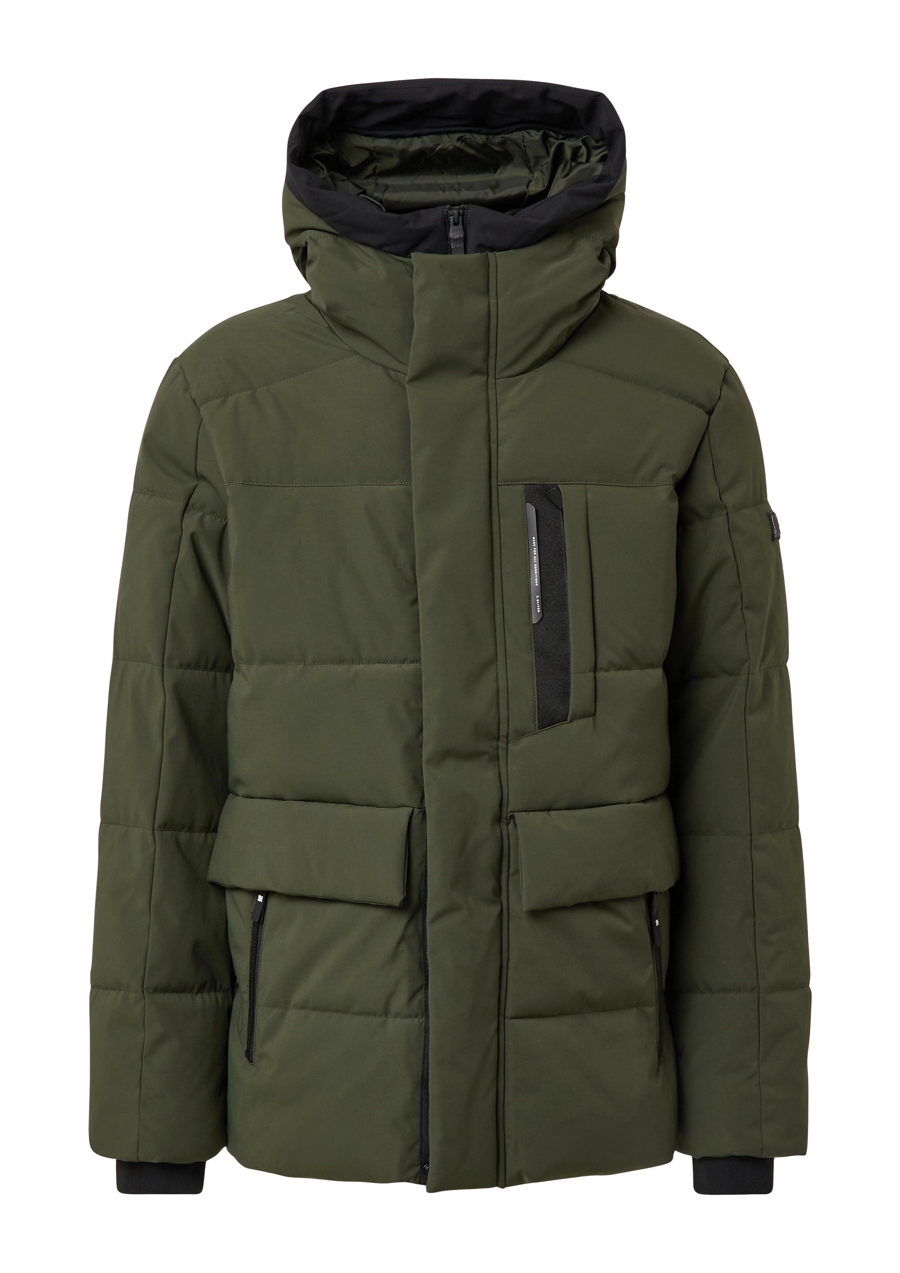Wasserabweisender Puffer-Parka mit Kapuze und sportiven Details