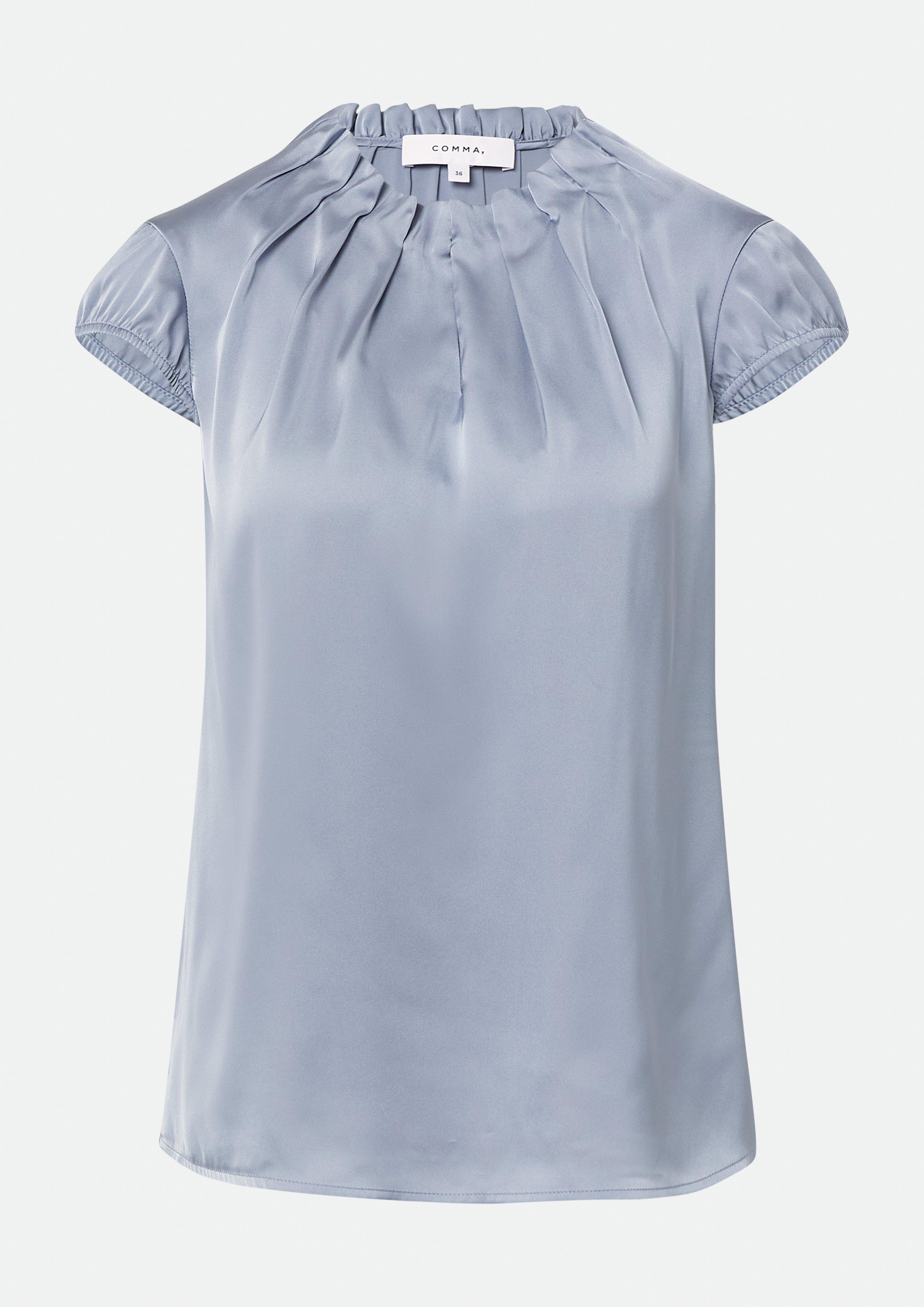 Satin blouse with gathers - Grey | SCAYLE