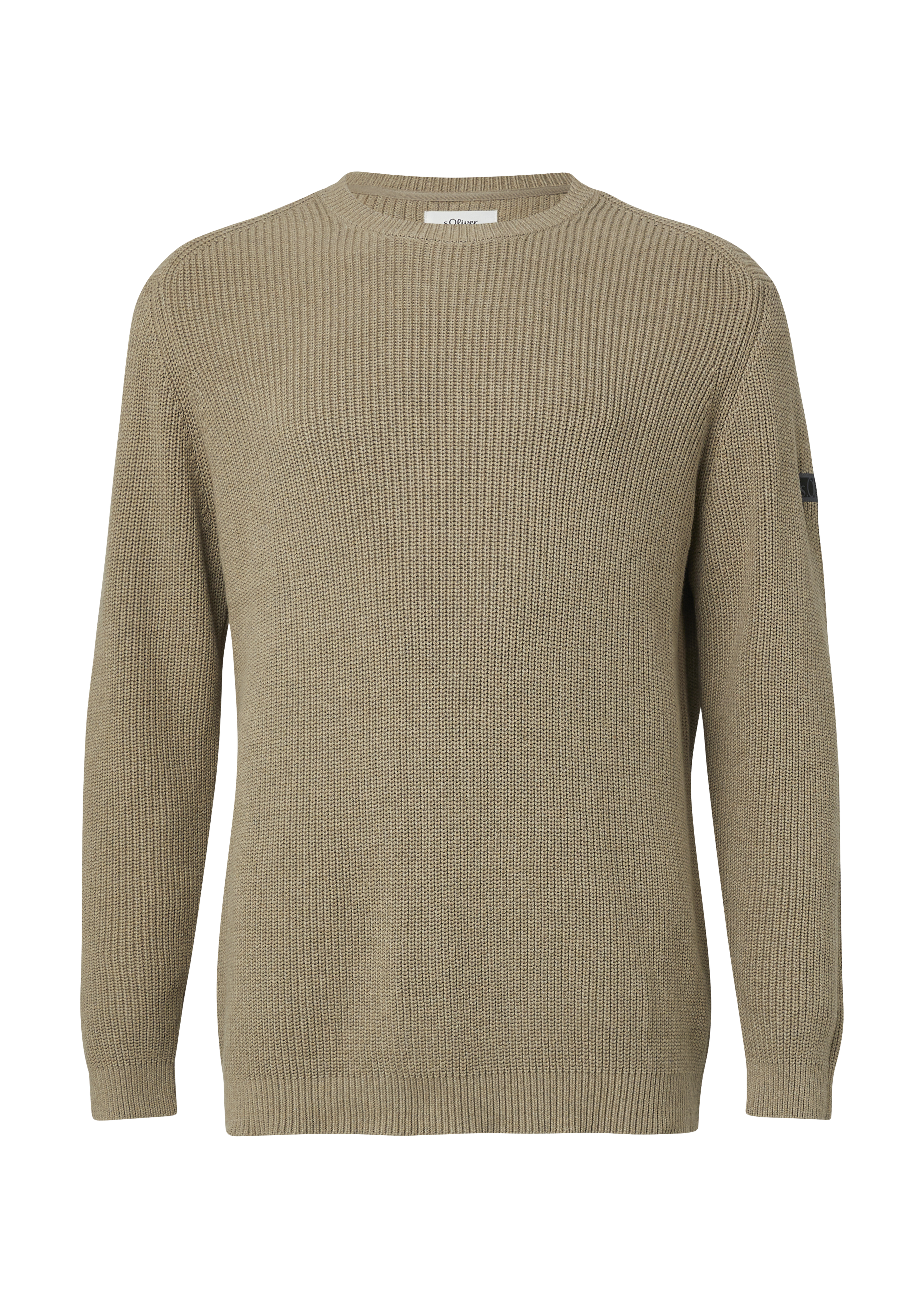 Gestructureerde katoenen trui met label patch