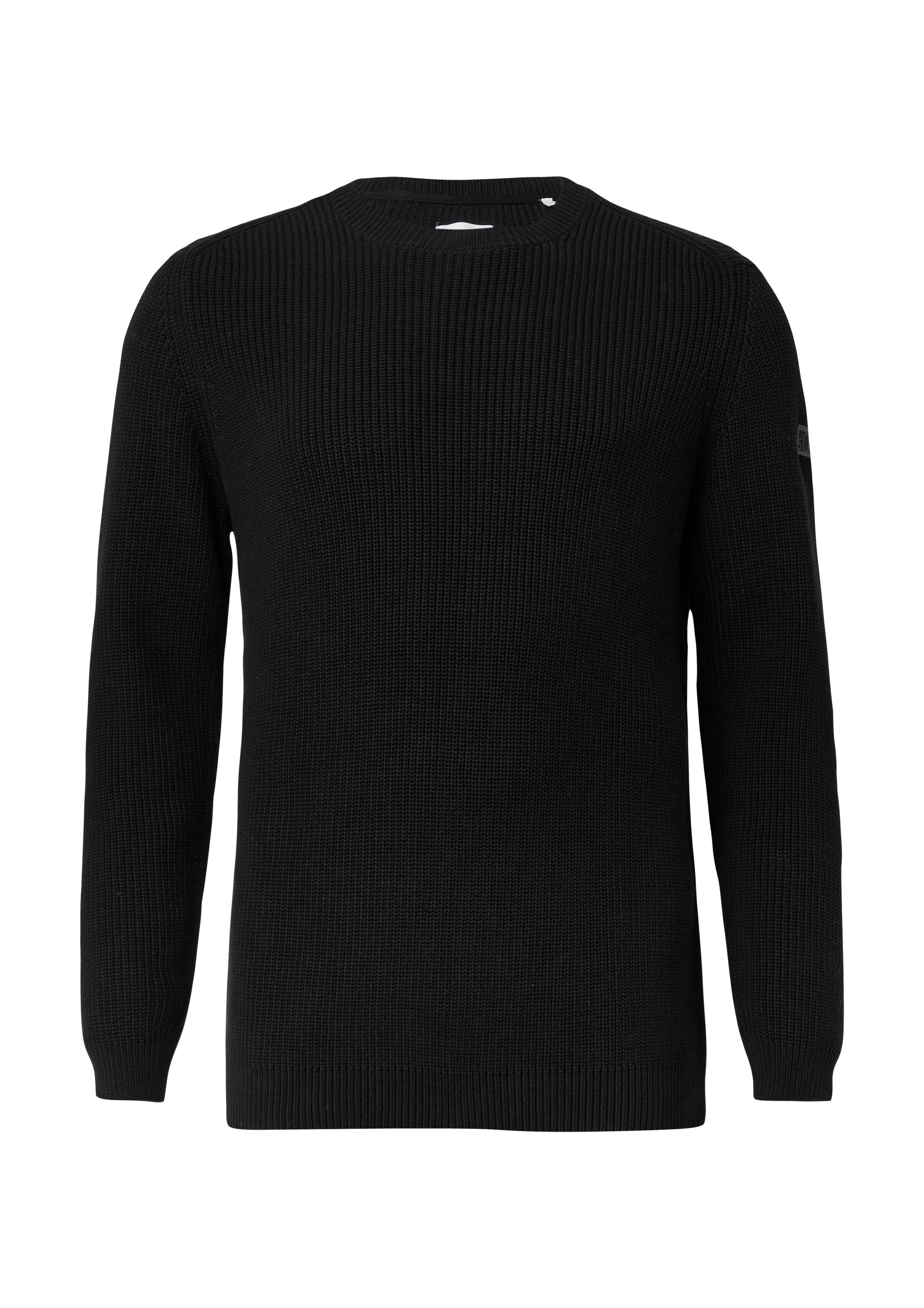 Gestructureerde katoenen trui met label patch
