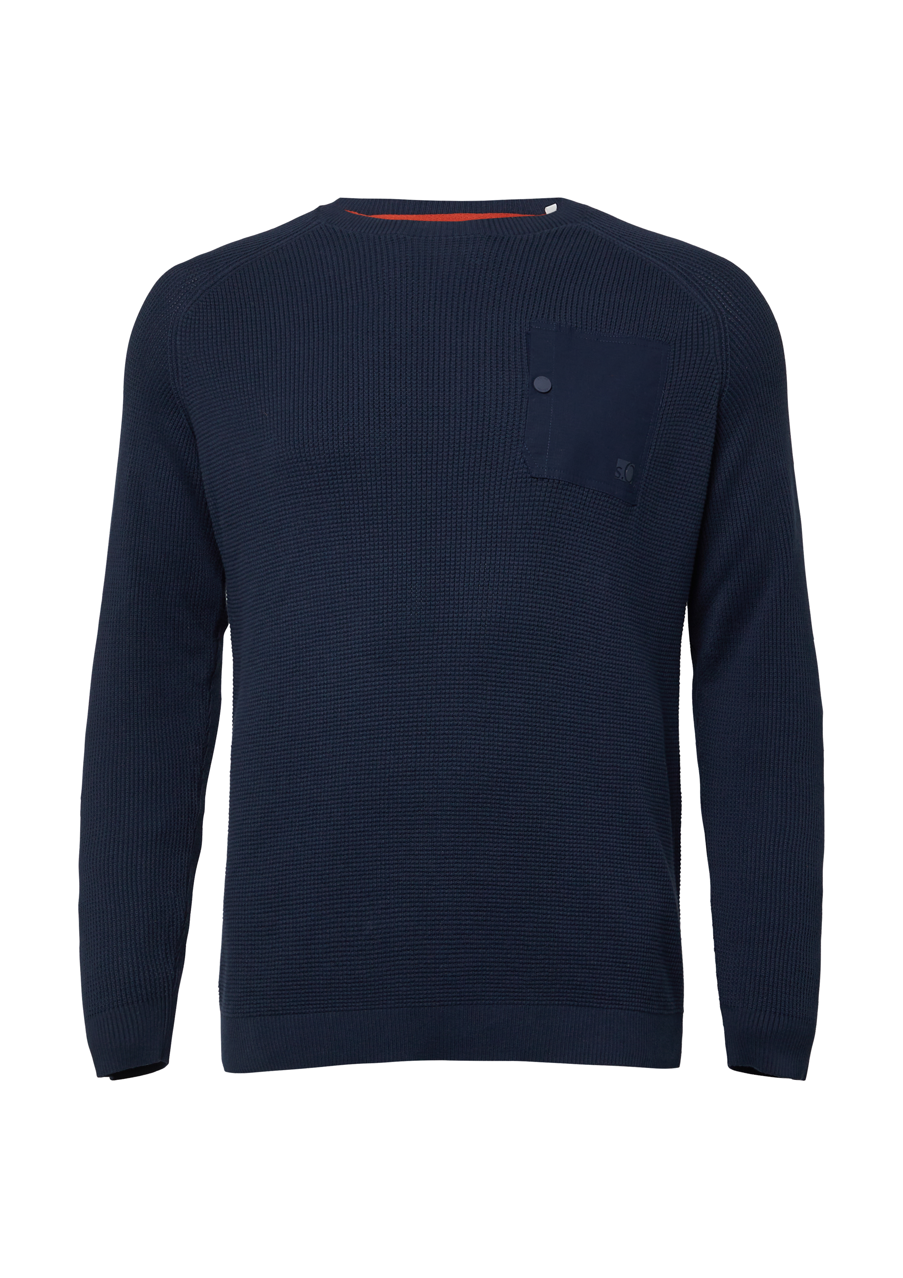 Baumwoll-Pullover mit aufgesetzter Brusttasche