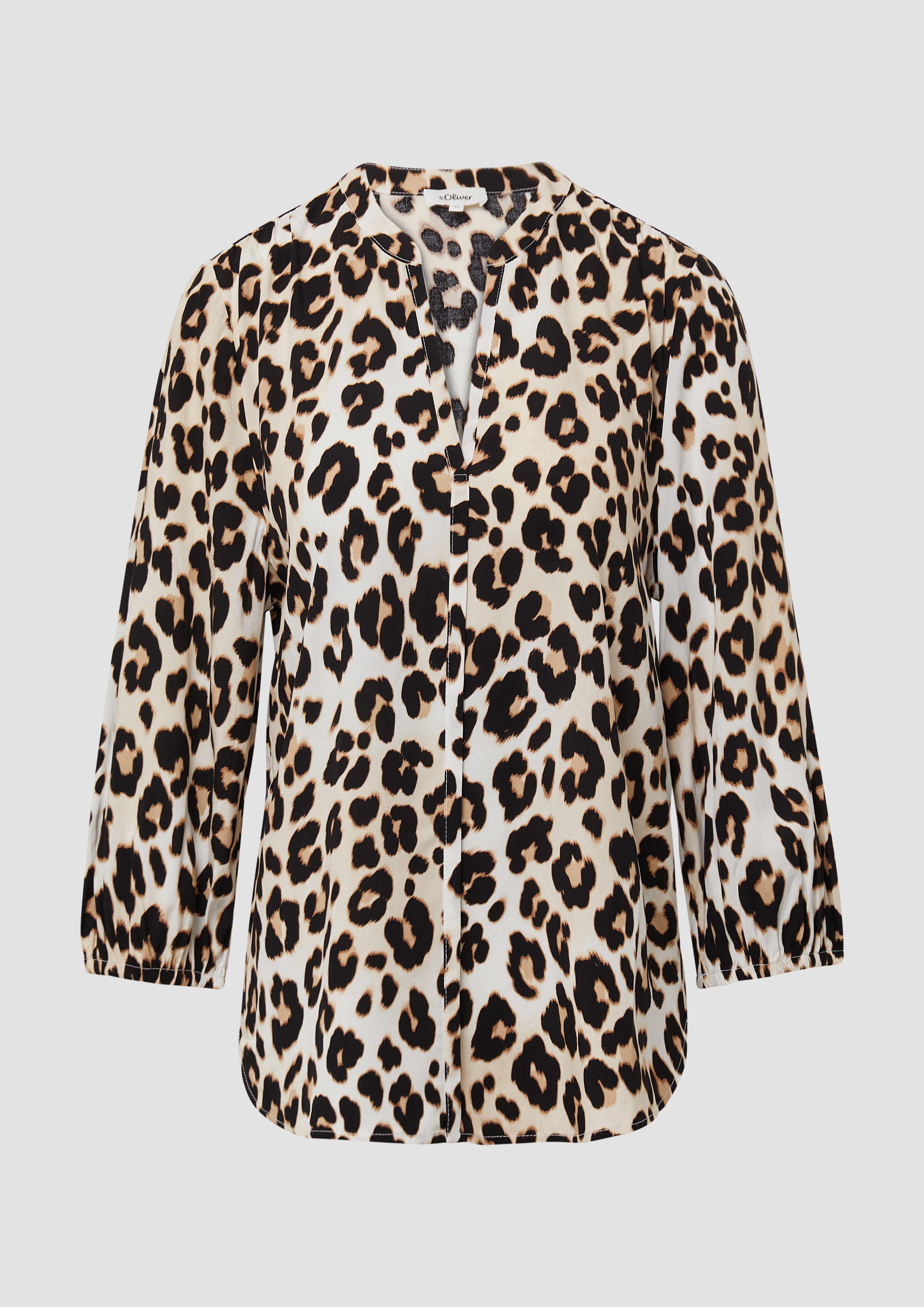 s.Oliver - Viskose-Bluse mit Leo-Muster, Damen, creme