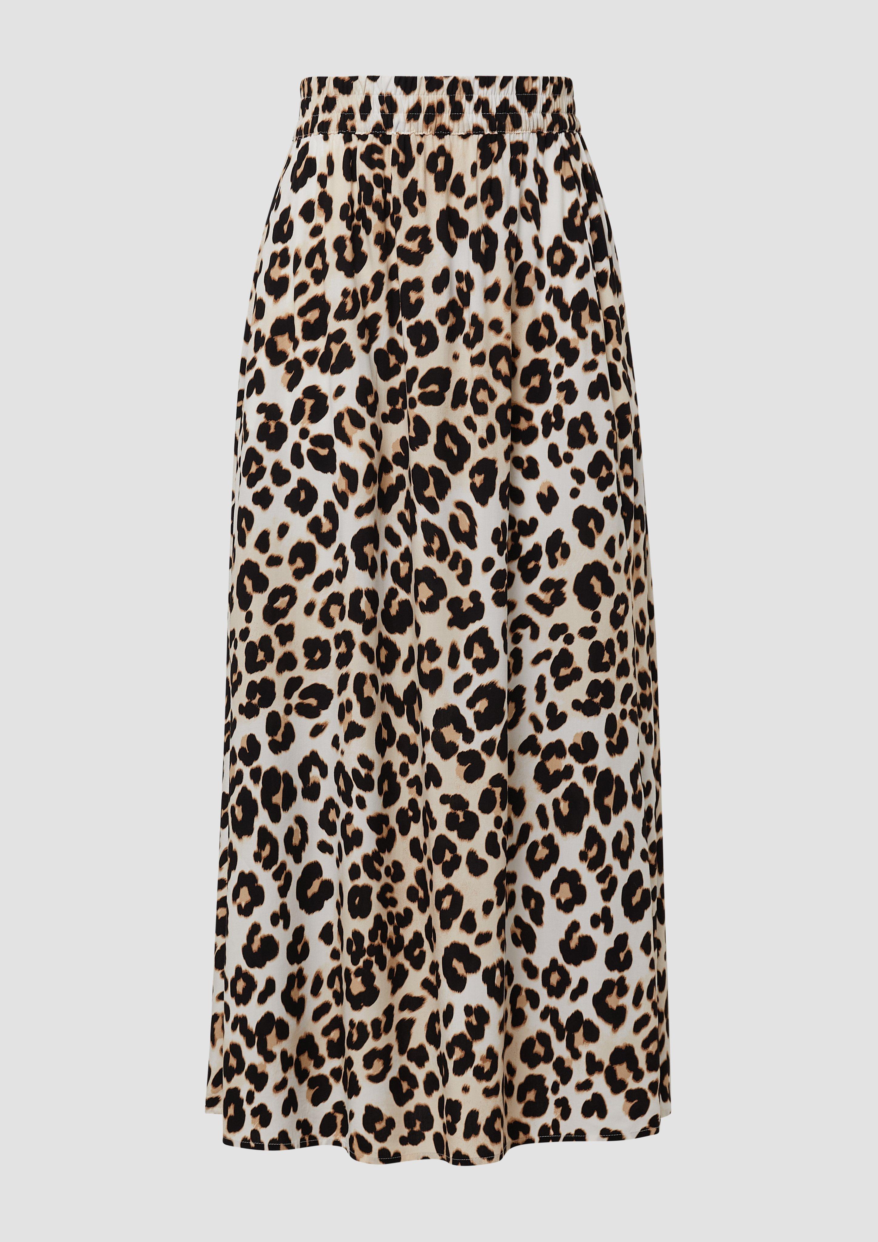 s.Oliver - Viskose-Rock mit Leo-Muster, Damen, creme