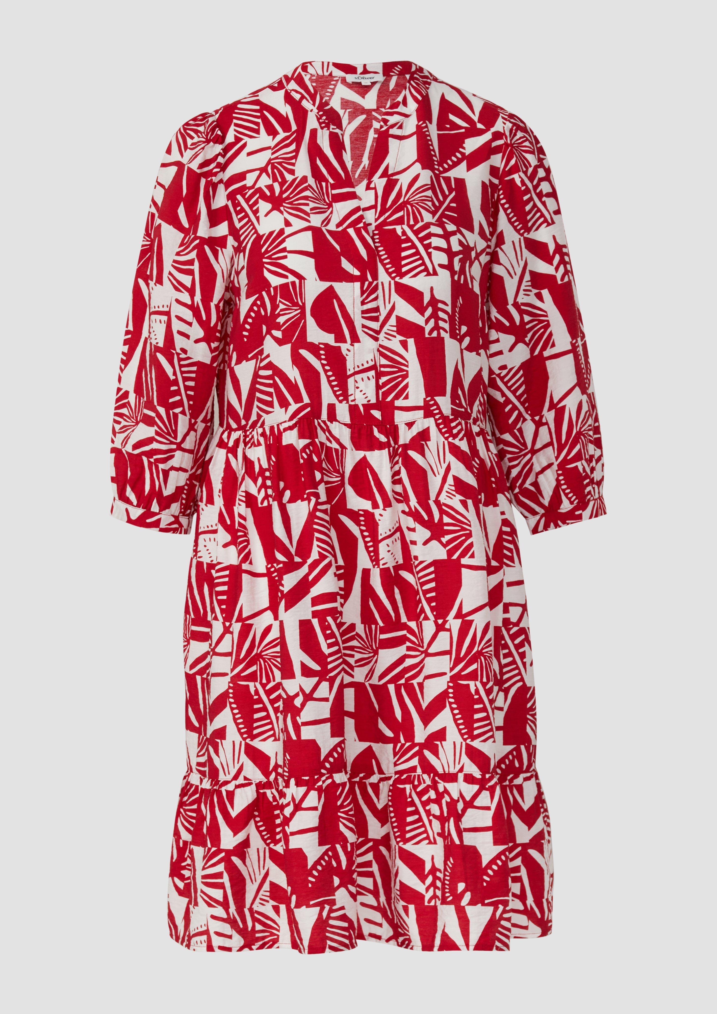 s.Oliver - Strukturiertes Kleid aus Viskosemix mit Eingrifftaschen, Damen, rot